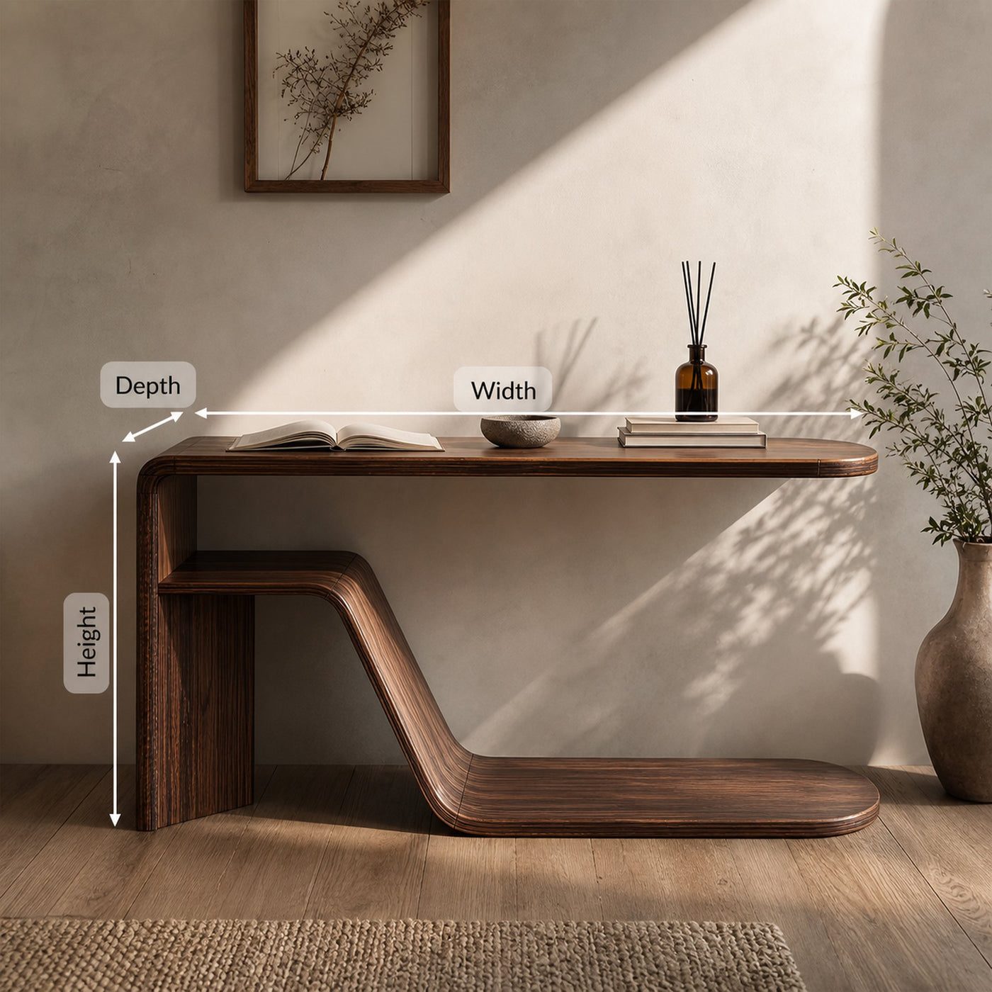 Farmhouse Live Edge Console Table Sculptural Wood For Furniture Decor - product view 8