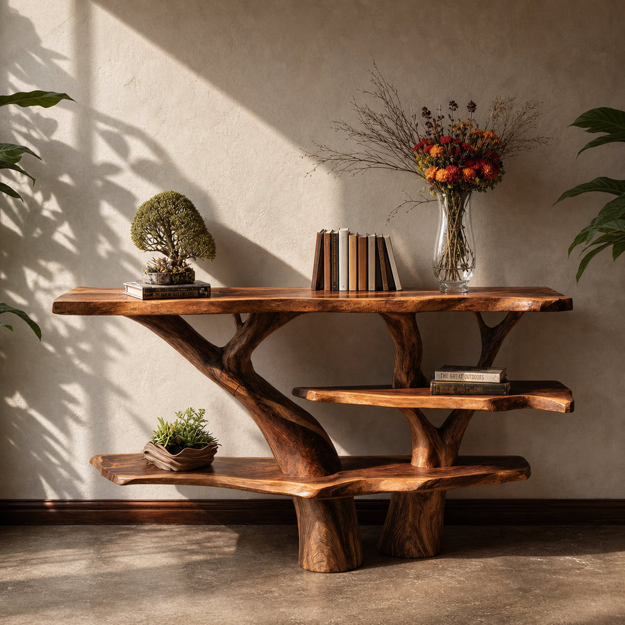 Farmhouse Live Edge Entryway Table For Bedroom Country Style Decor