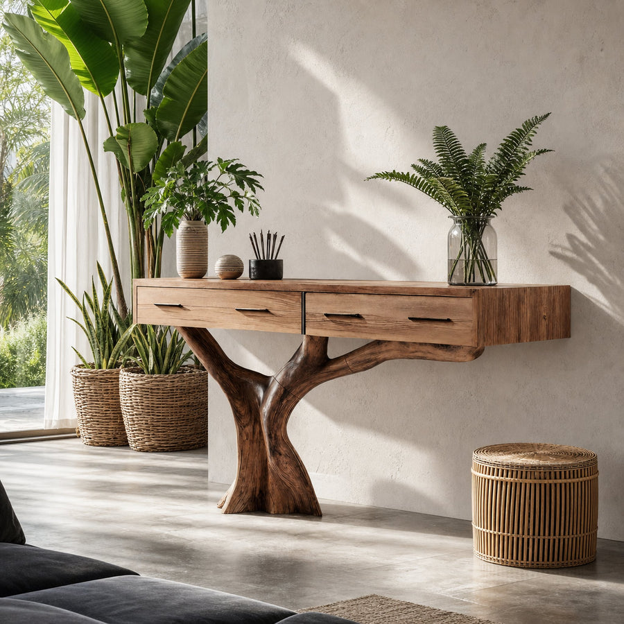 Farmhouse Live Edge Entryway Table For Bedroom Cozy Rustic Vibes