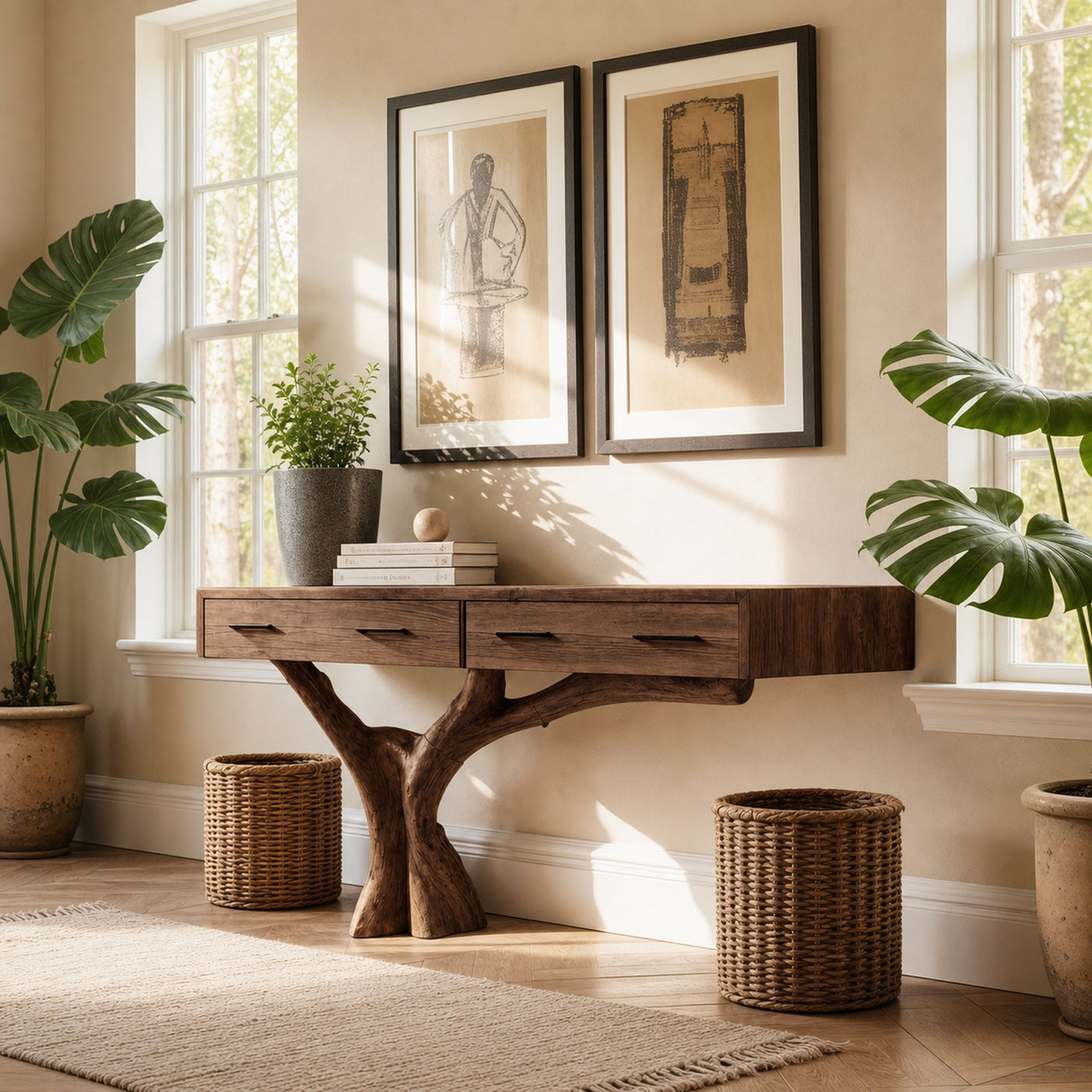Farmhouse Live Edge Entryway Table For Bedroom Cozy Rustic Vibes - product view 7