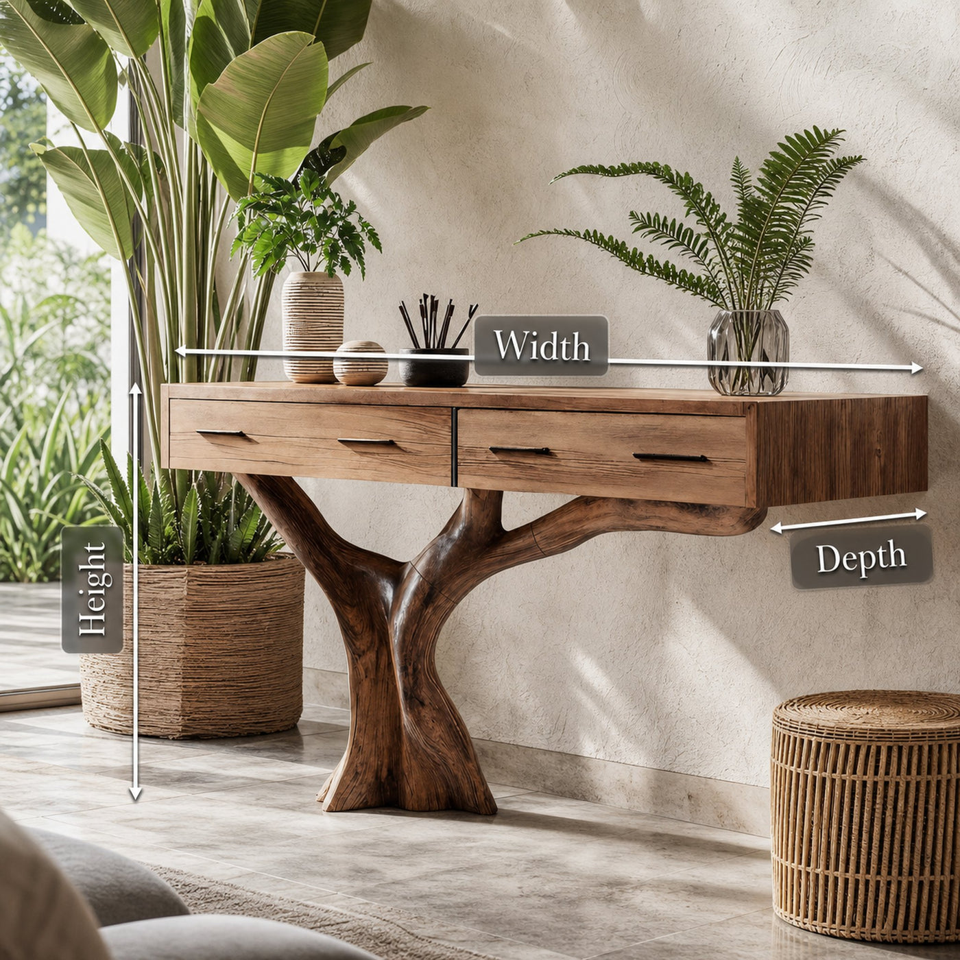 Farmhouse Live Edge Entryway Table For Bedroom Cozy Rustic Vibes - product view 8