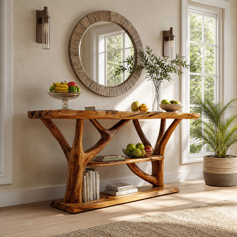 Farmhouse Live Edge Entryway Table For Bedroom Vintage Furniture Decor