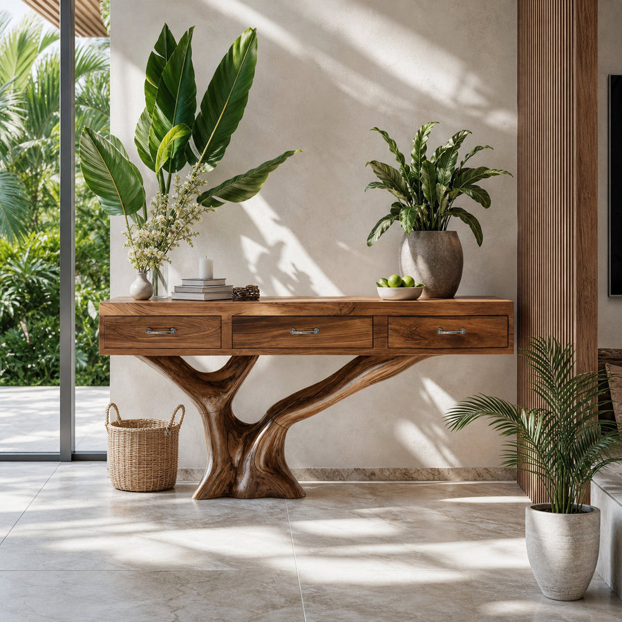 Farmhouse Live Edge Entryway Table For Furniture Decor