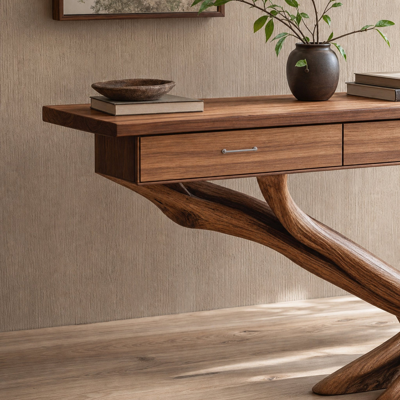 Farmhouse Live Edge Entryway Table For Furniture Decor With Storage - product view 3