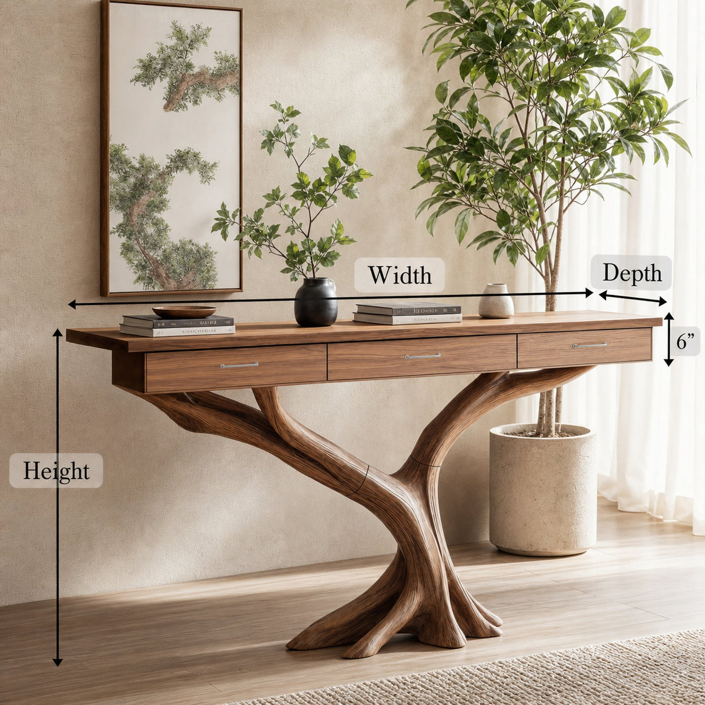 Farmhouse Live Edge Entryway Table For Furniture Decor With Storage - product view 5