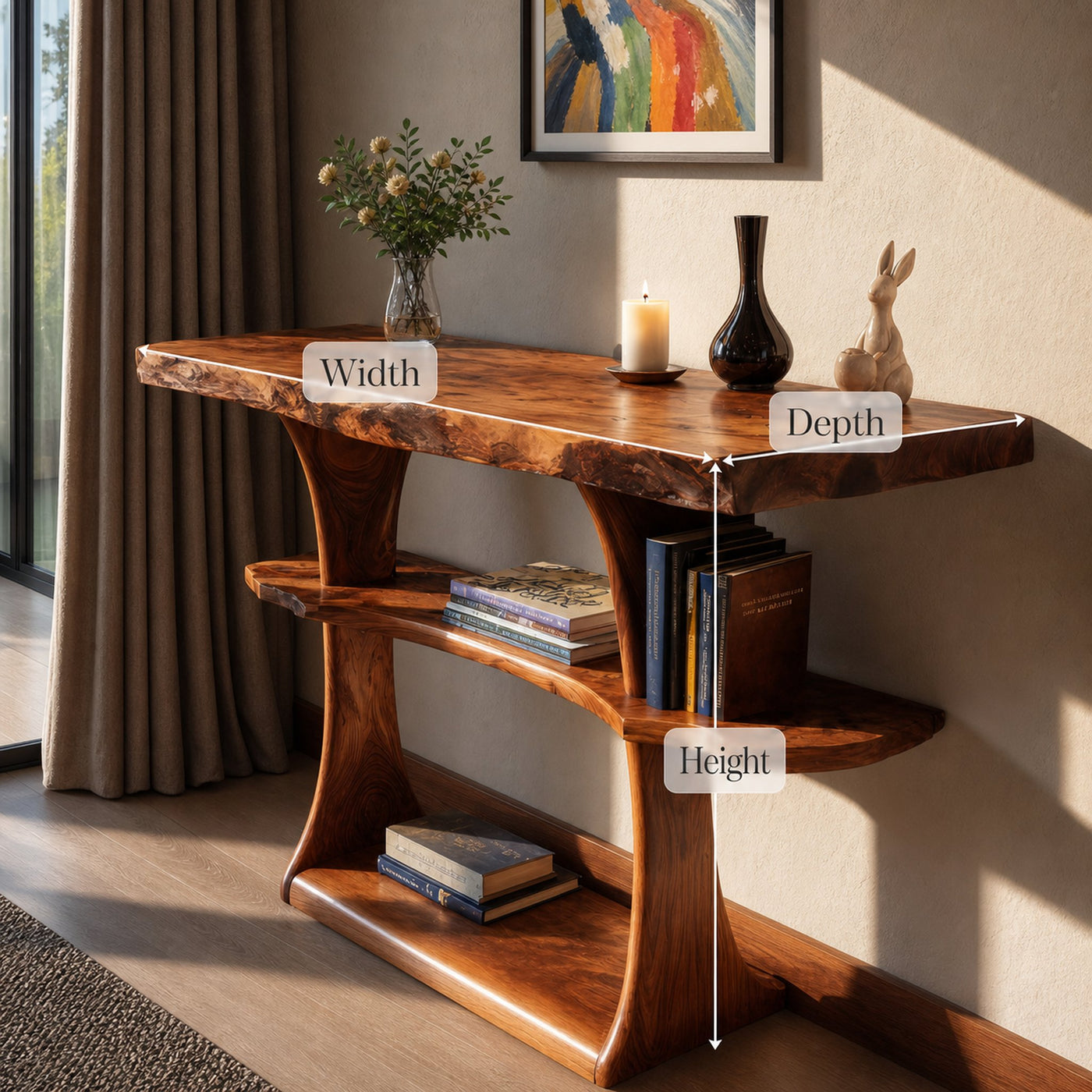 Farmhouse Live Edge Entryway Table For Hallway And Foyer Design - product view 6