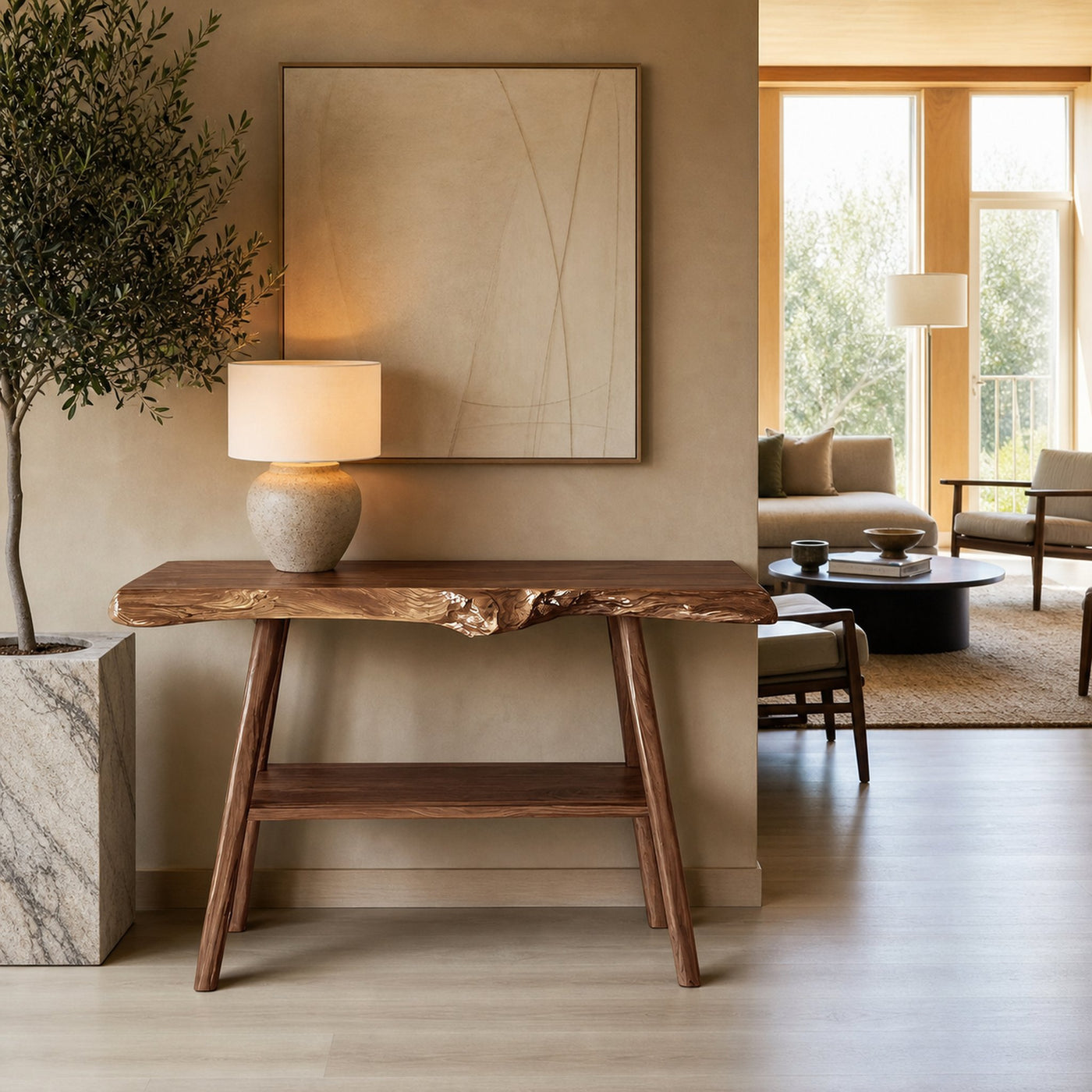 Farmhouse Live Edge Entryway Table For Living Room Design - product view 6