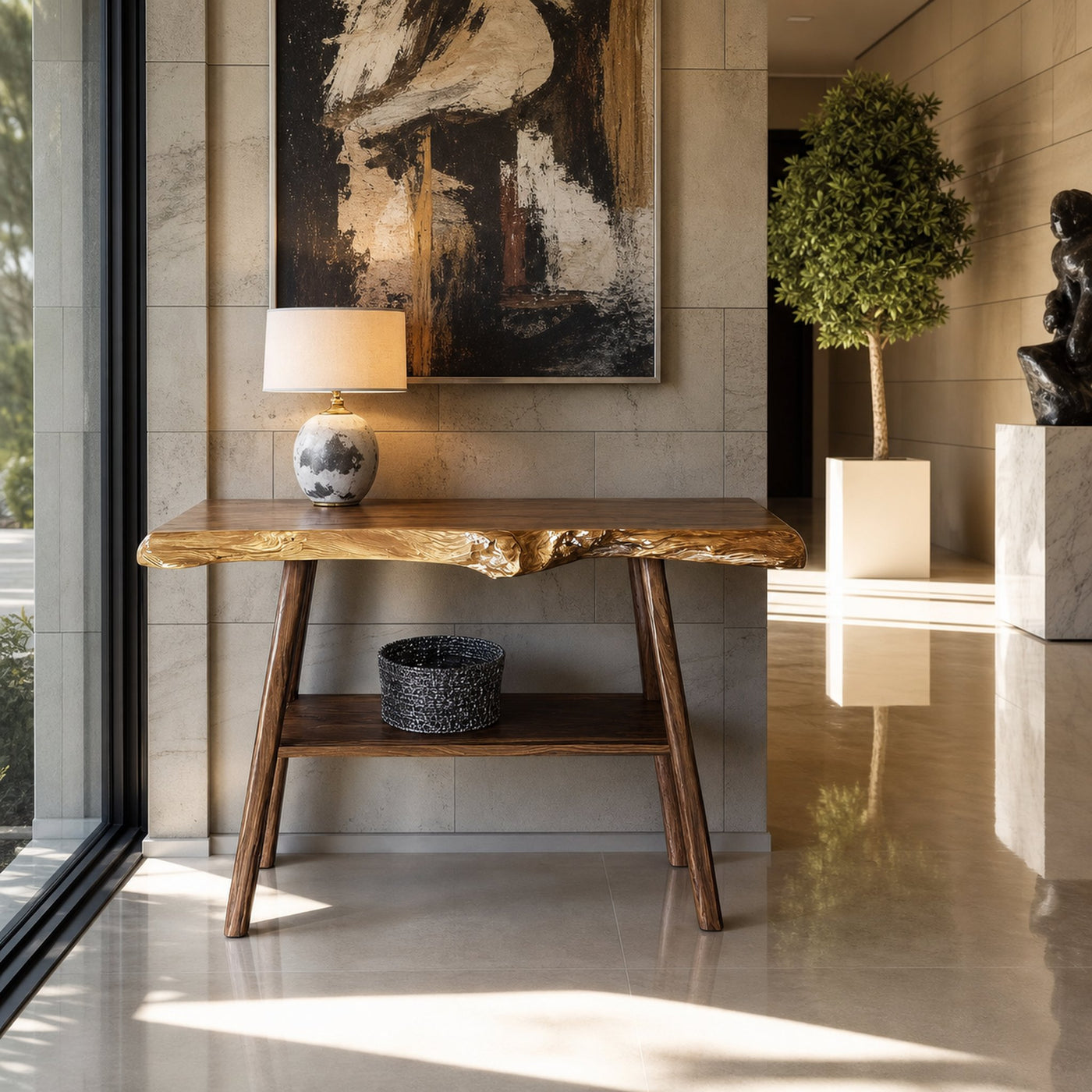 Farmhouse Live Edge Entryway Table For Living Room Design - product view 7