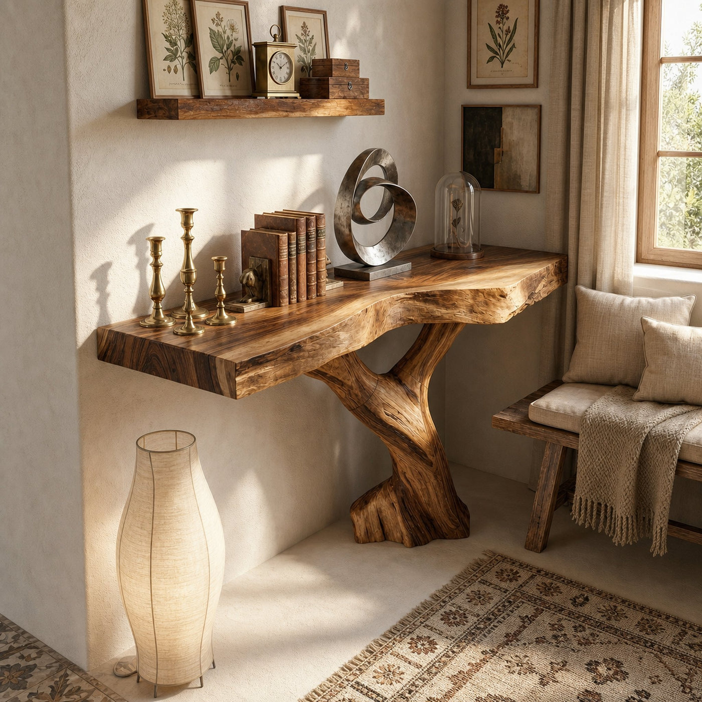 Farmhouse Live Edge Entryway Table Organic Wood For Furniture Decor - product view 6