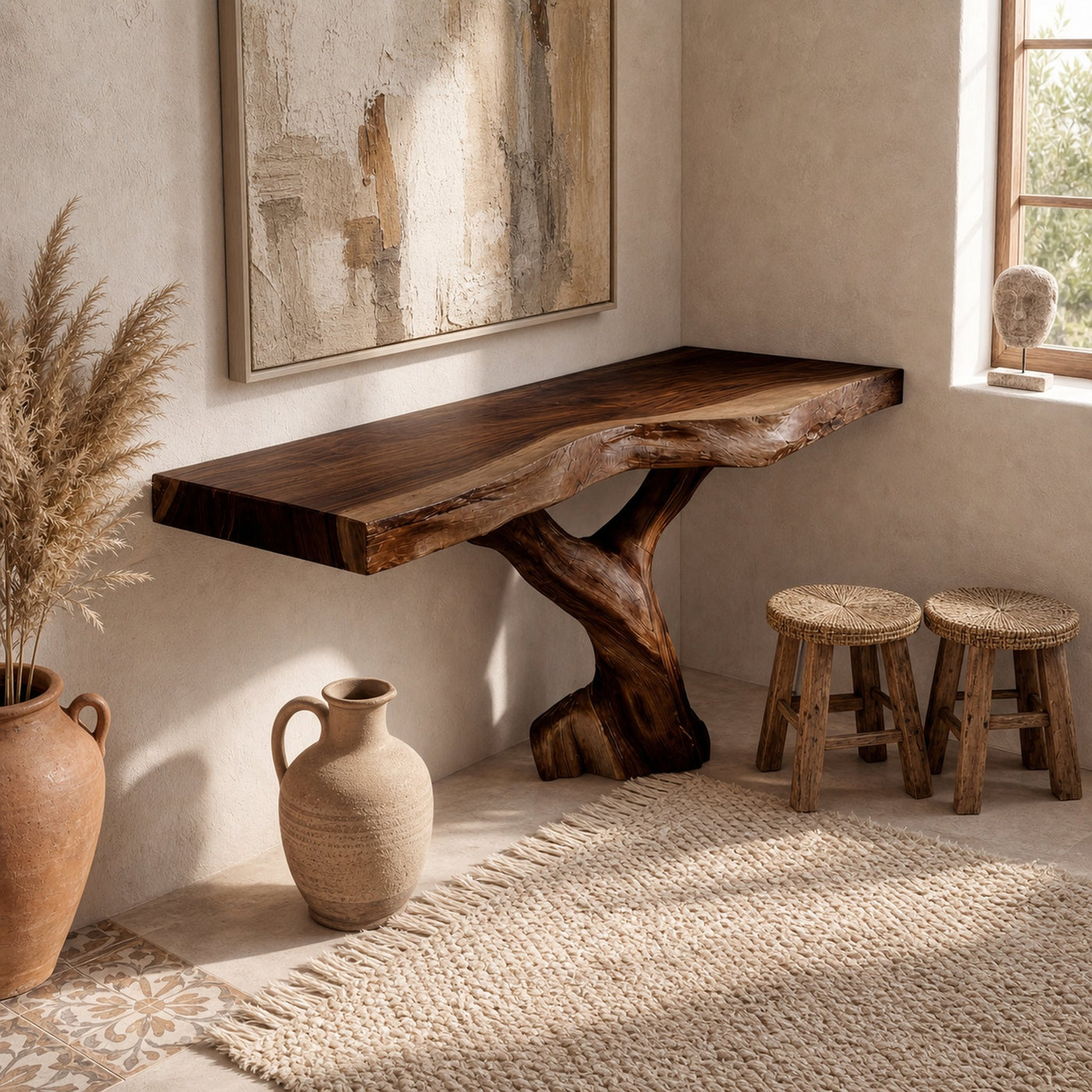 Farmhouse Live Edge Entryway Table Organic Wood For Furniture Decor - product view 7