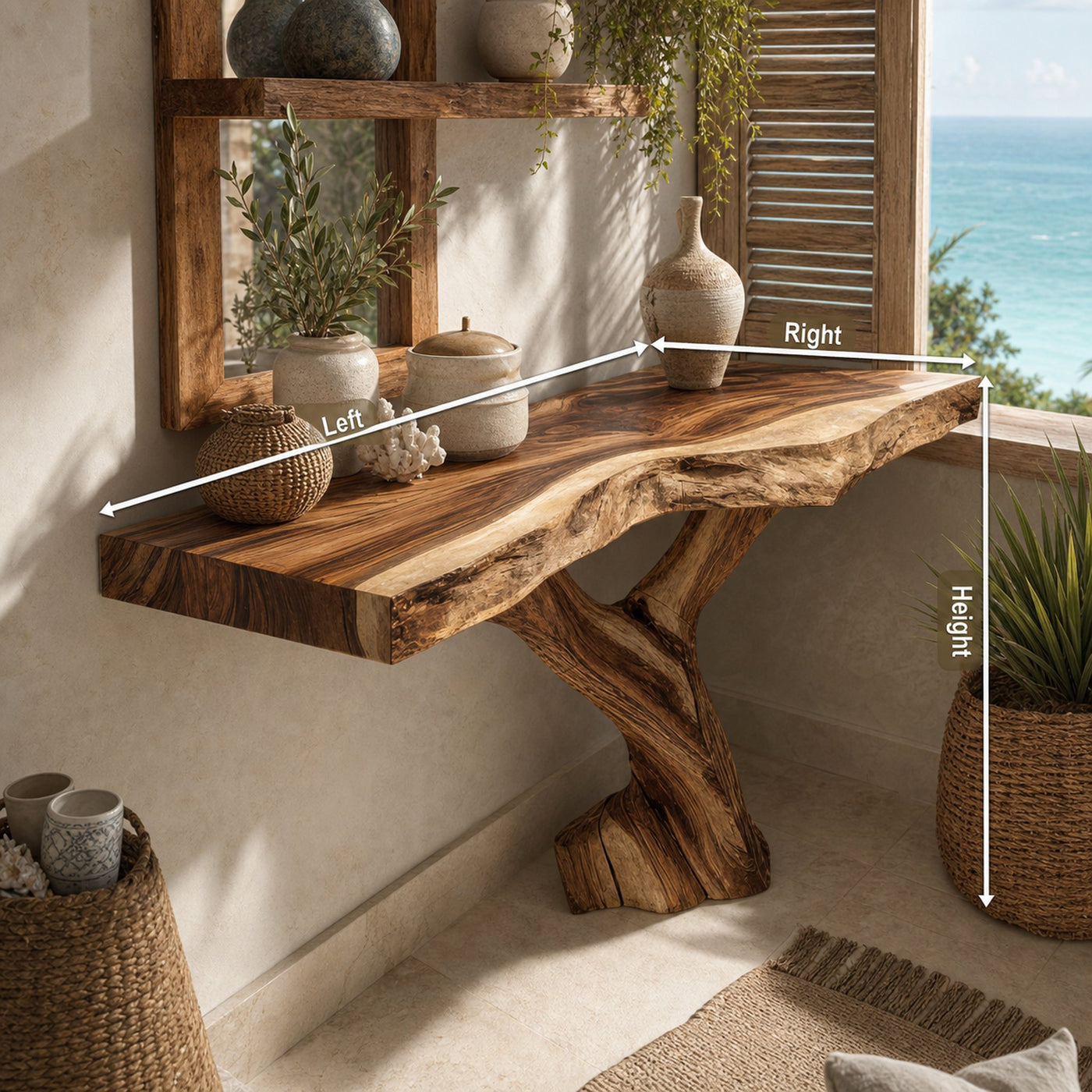 Farmhouse Live Edge Entryway Table Organic Wood For Furniture Decor - product view 8