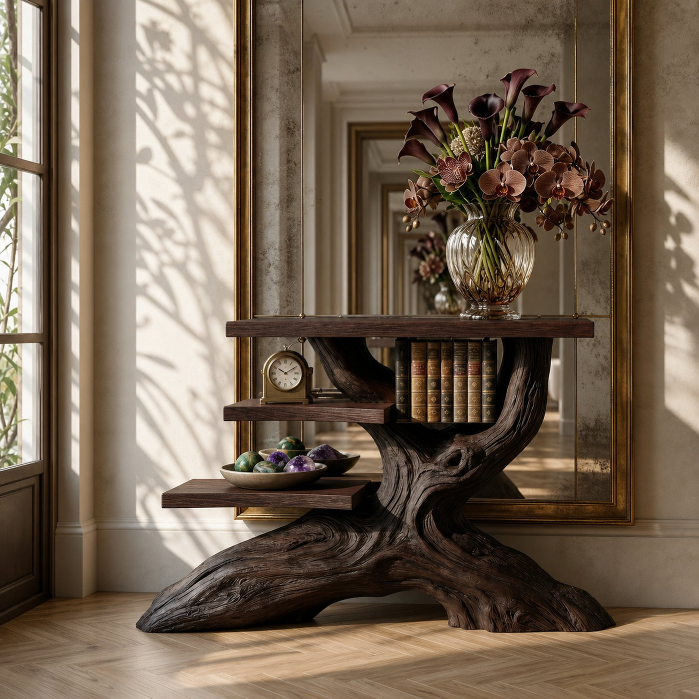 Farmhouse Rustic Black Wood Entryway Table For Hallway - product view 7