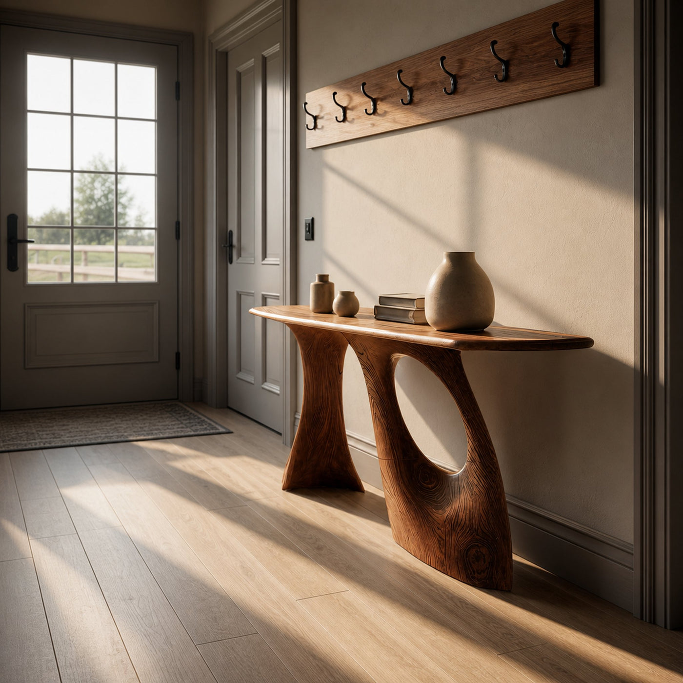 Farmhouse Sculptural Live Edge Entryway Table Solid Wood Furniture - product view 6