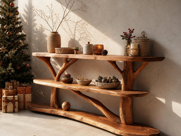 Farmhouse Solid Wood Console Table For Bedroom Decor Christmas Furniture