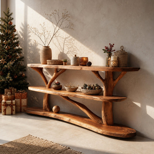 Farmhouse Solid Wood Console Table For Bedroom Decor Christmas Furniture