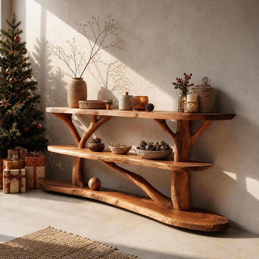 Farmhouse Solid Wood Console Table For Bedroom Decor Christmas Furniture