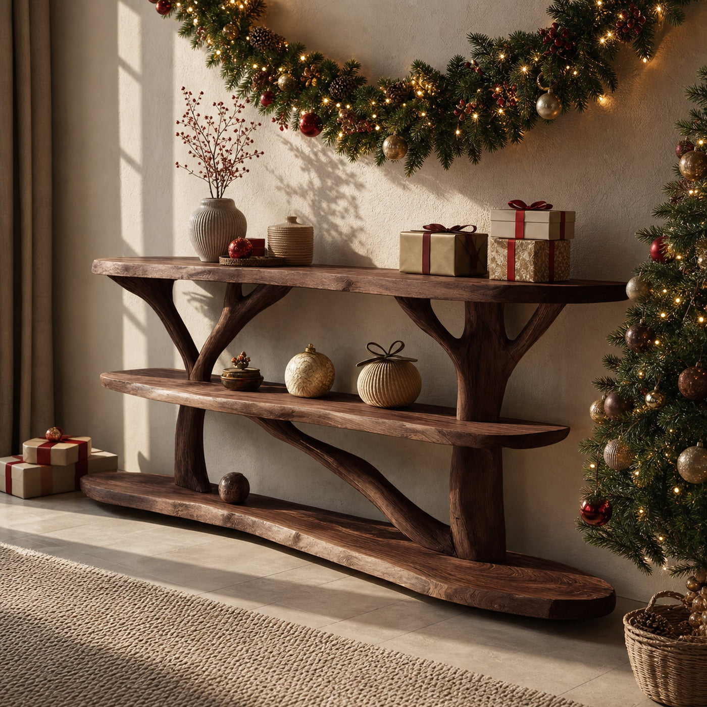 Farmhouse Solid Wood Console Table For Bedroom Decor Christmas Furniture - product view 7