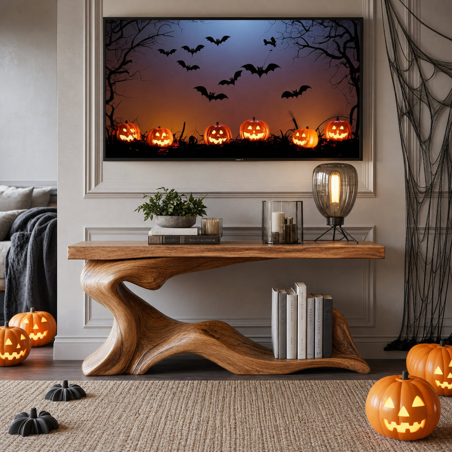 Farmhouse Solid Wood Console Table For Bedroom Decor Halloween Style