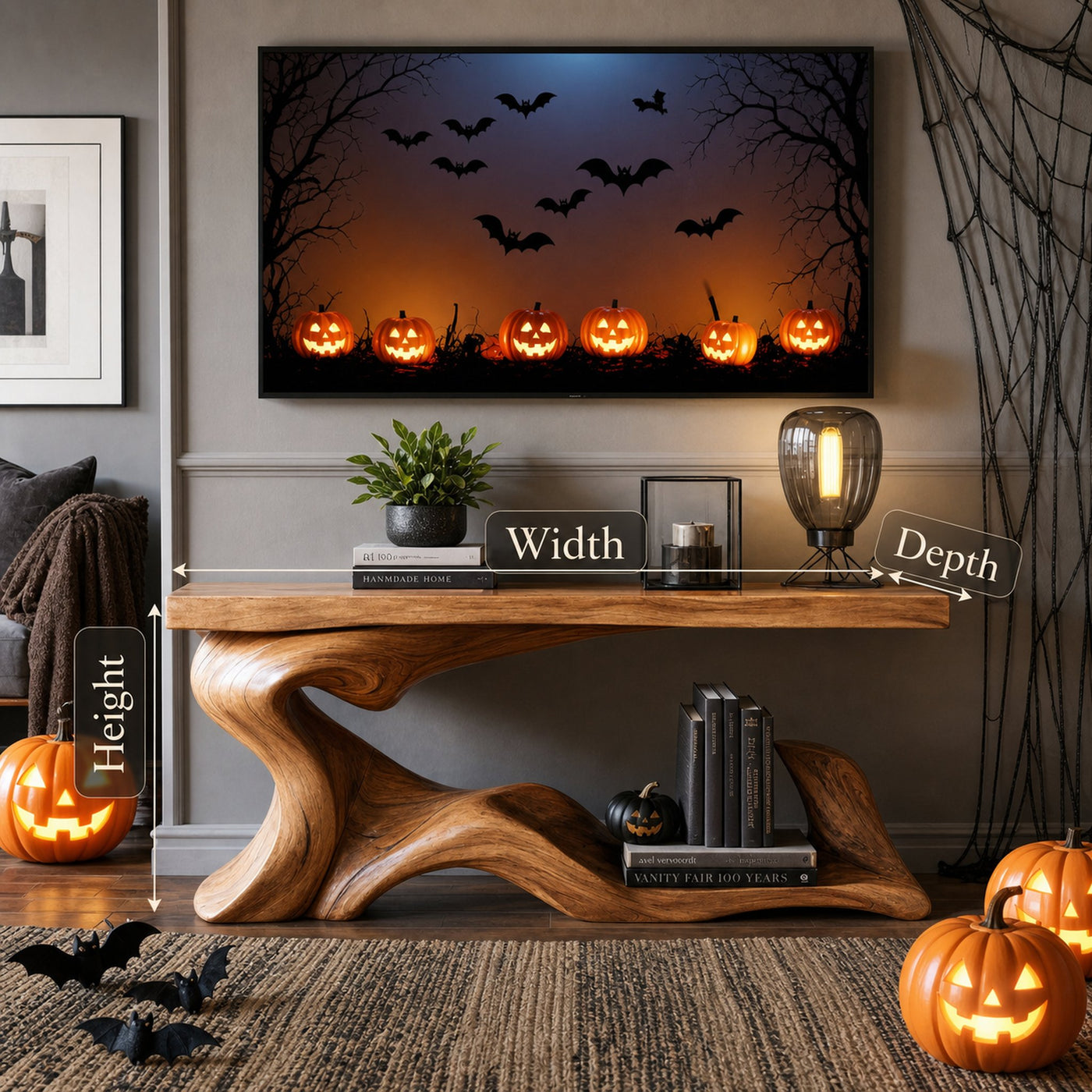 Farmhouse Solid Wood Console Table For Bedroom Decor Halloween Style - product view 6