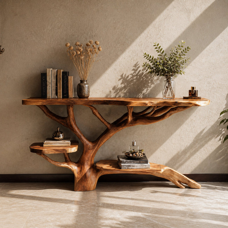 Farmhouse Solid Wood Console Table For Cozy Rustic Home Interior