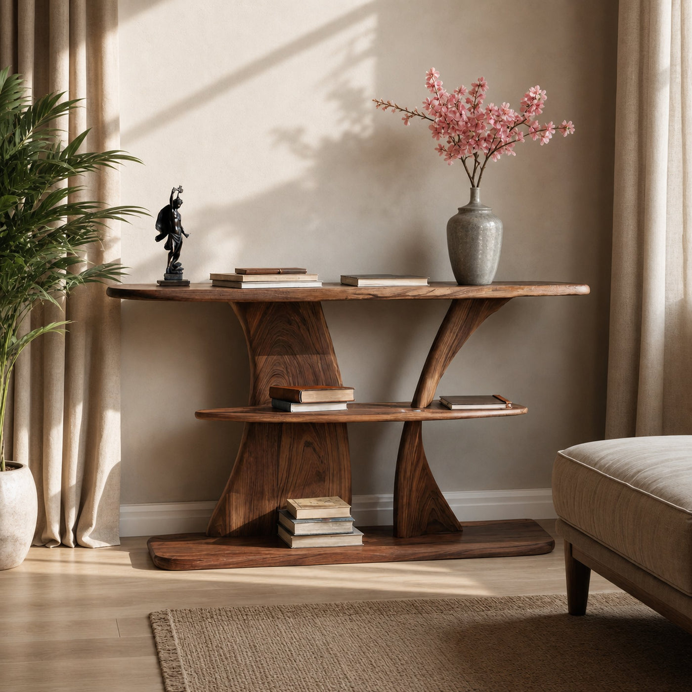 Farmhouse Solid Wood Console Table For Entryway Design And Storage
