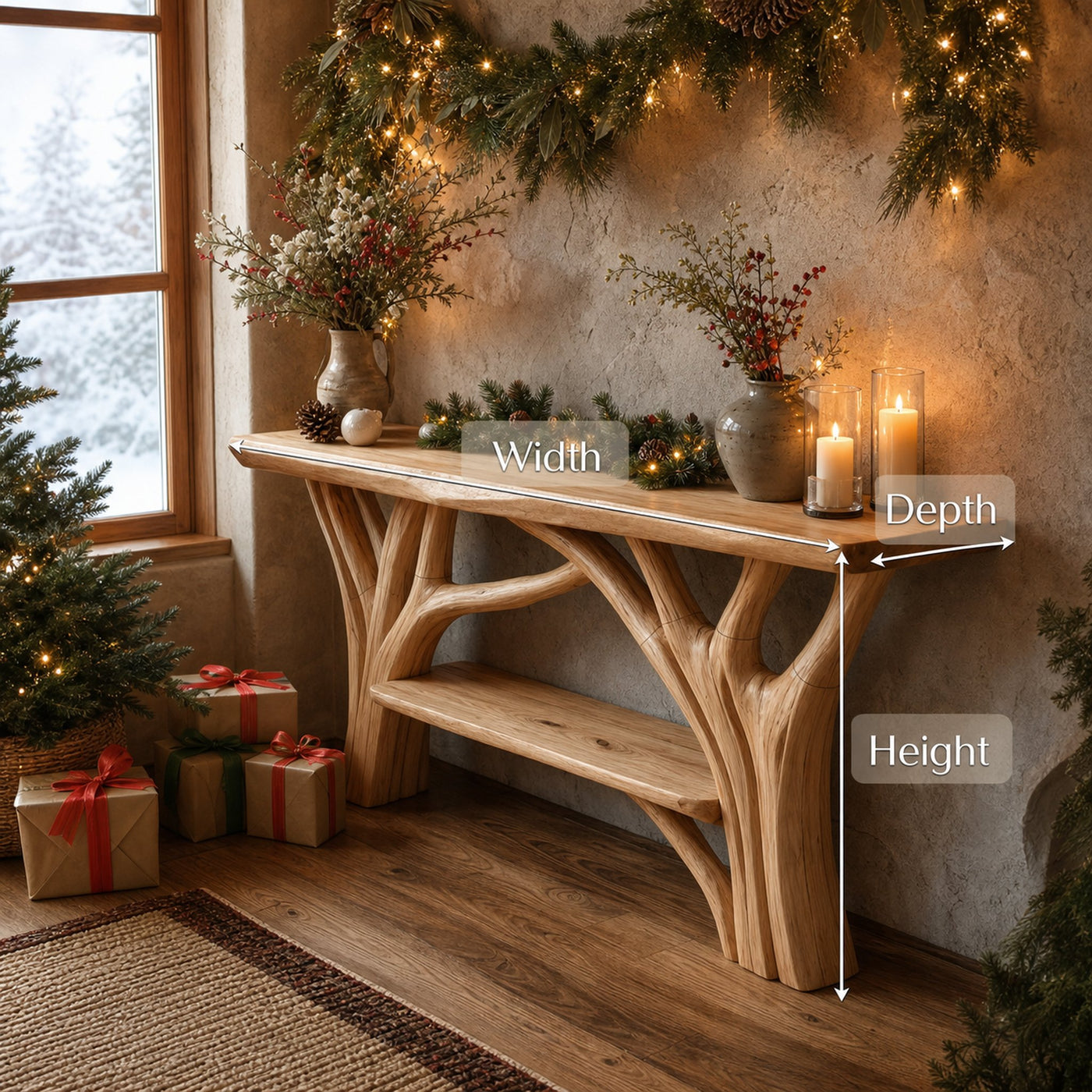Farmhouse Solid Wood Console Table For Holiday Entryway Furniture Xmas - product view 6