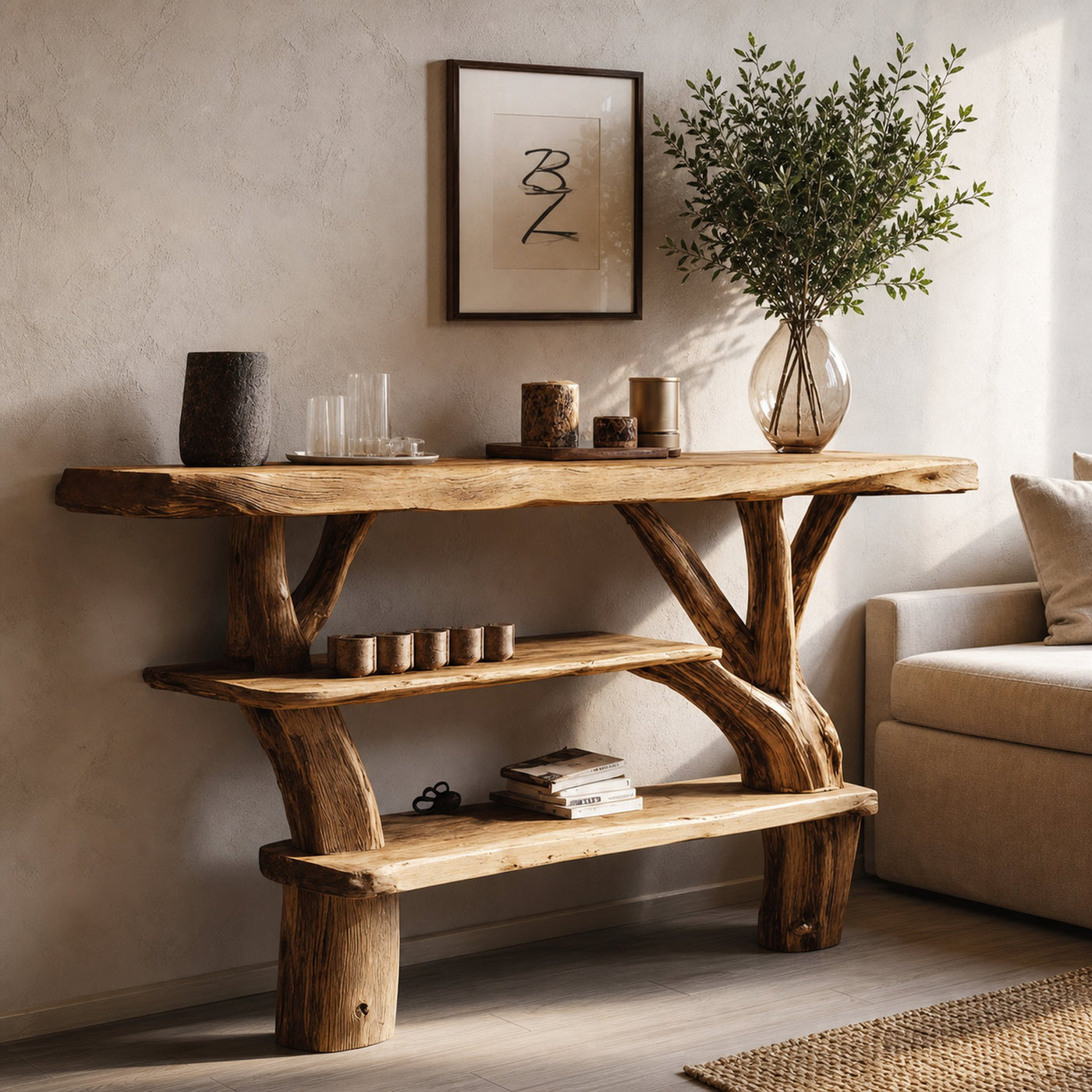 Farmhouse Solid Wood Console Table For Living Room Furniture Decor - product view 5