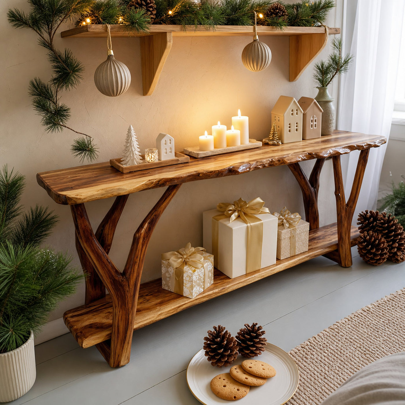 Farmhouse Solid Wood Console Table For Living Room Holiday Furniture Decor - product view 6