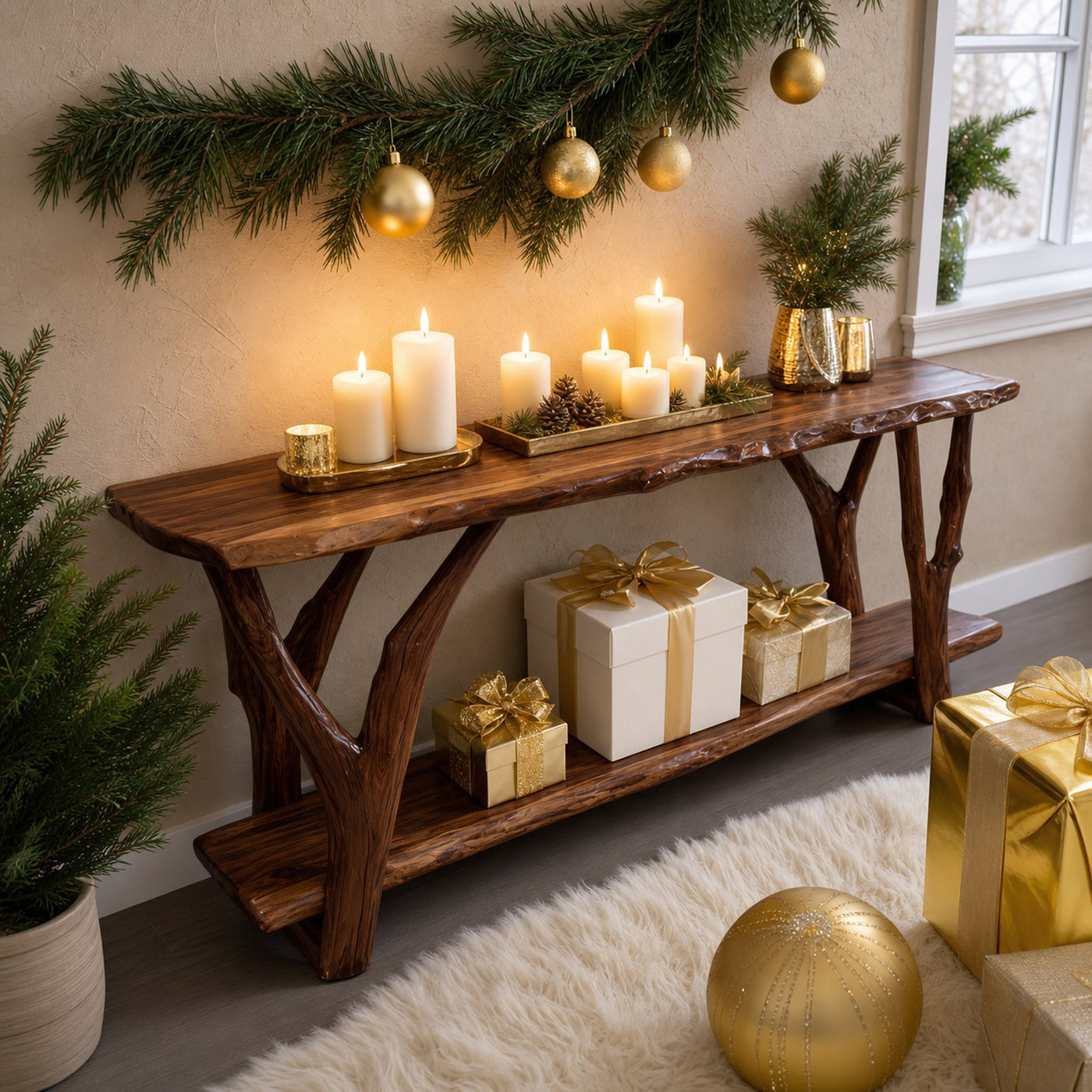 Farmhouse Solid Wood Console Table For Living Room Holiday Furniture Decor - product view 7