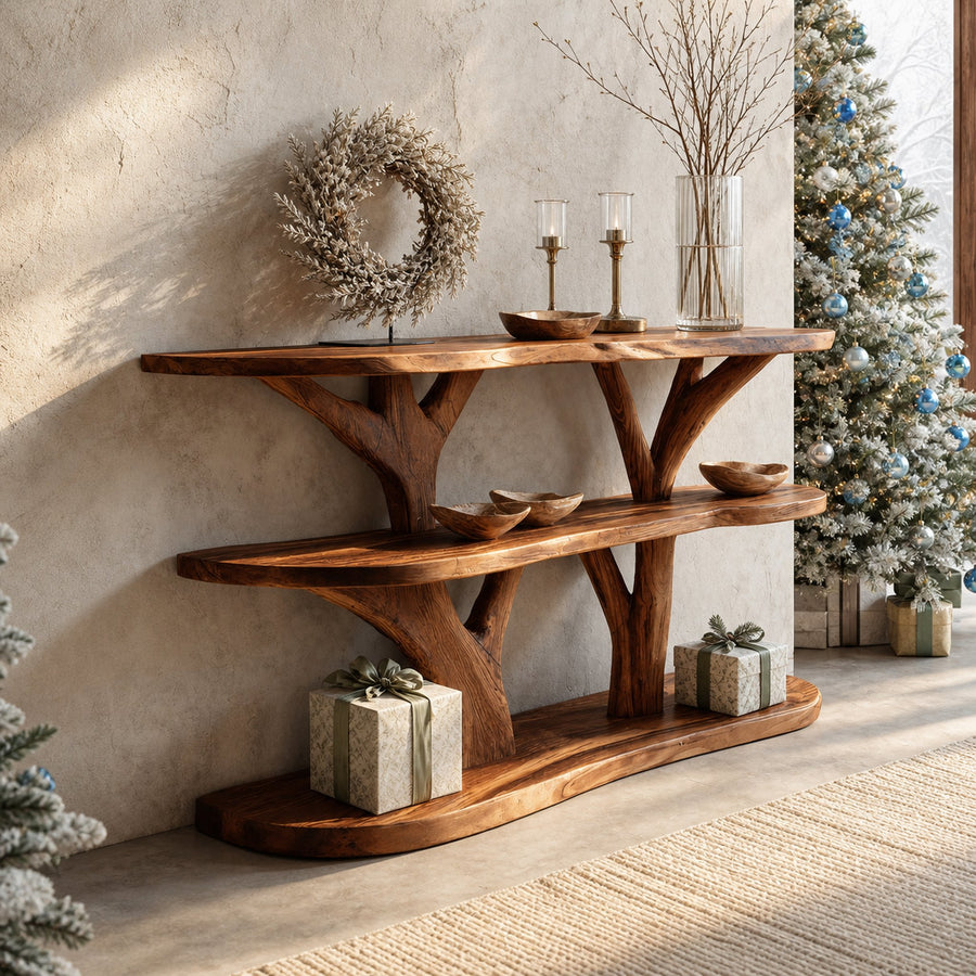 Farmhouse Solid Wood Console Table For Living Room Holiday Seasonal Design