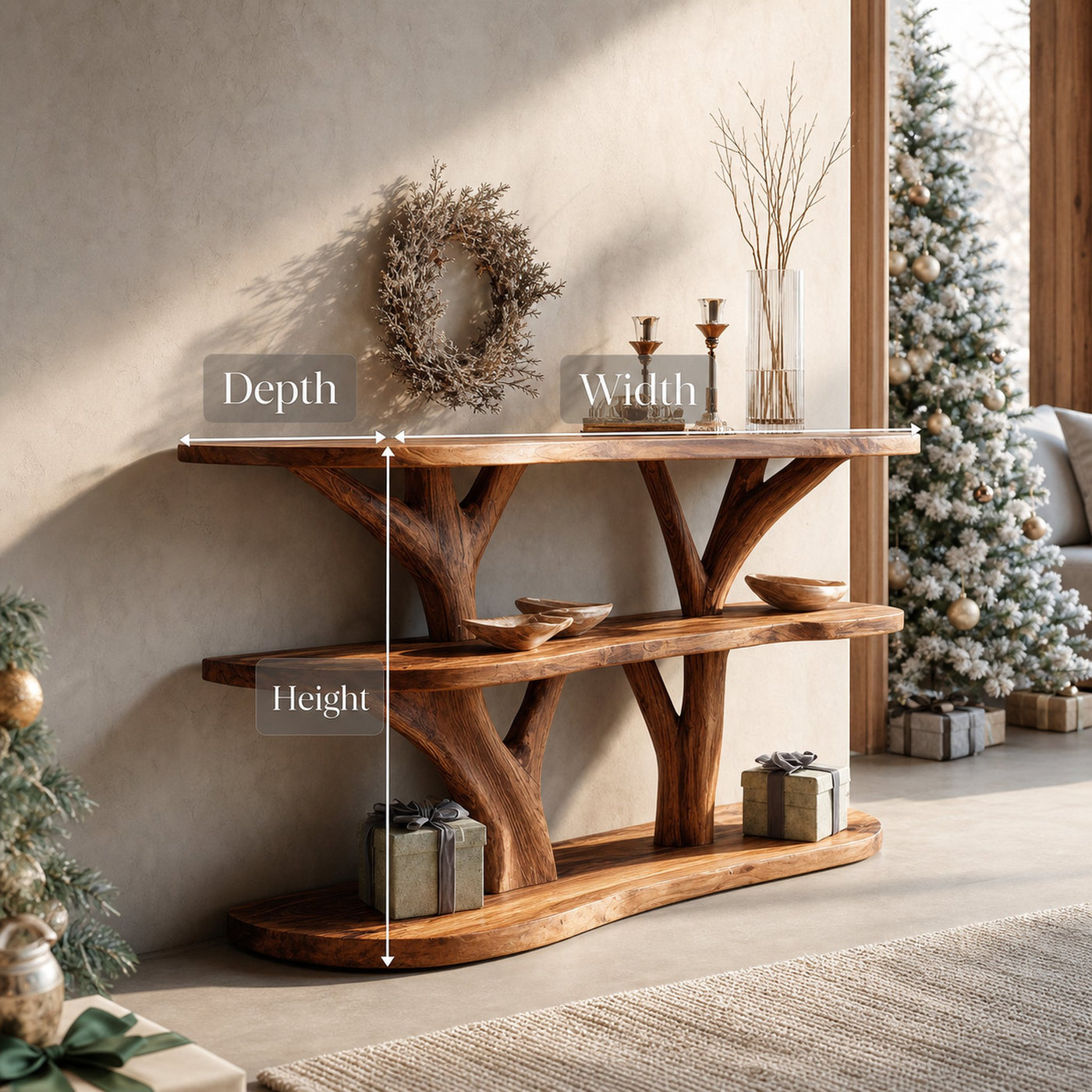 Farmhouse Solid Wood Console Table For Living Room Holiday Seasonal Design - product view 6