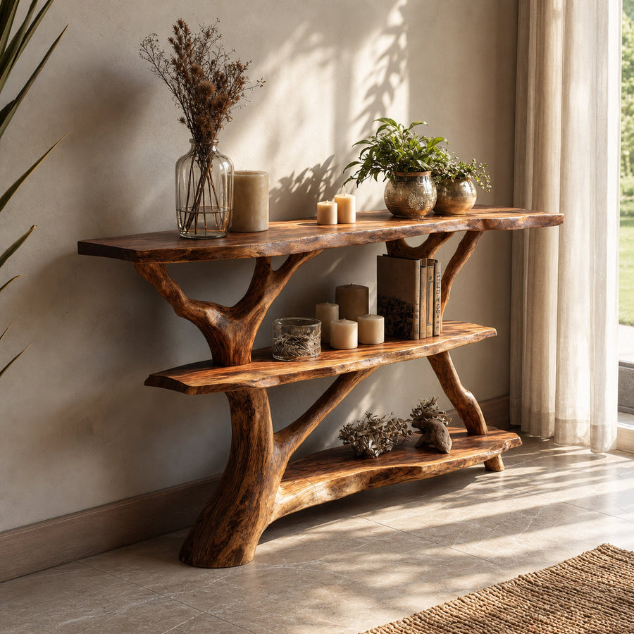 Farmhouse Solid Wood Console Table For Modern Rustic Furniture Style