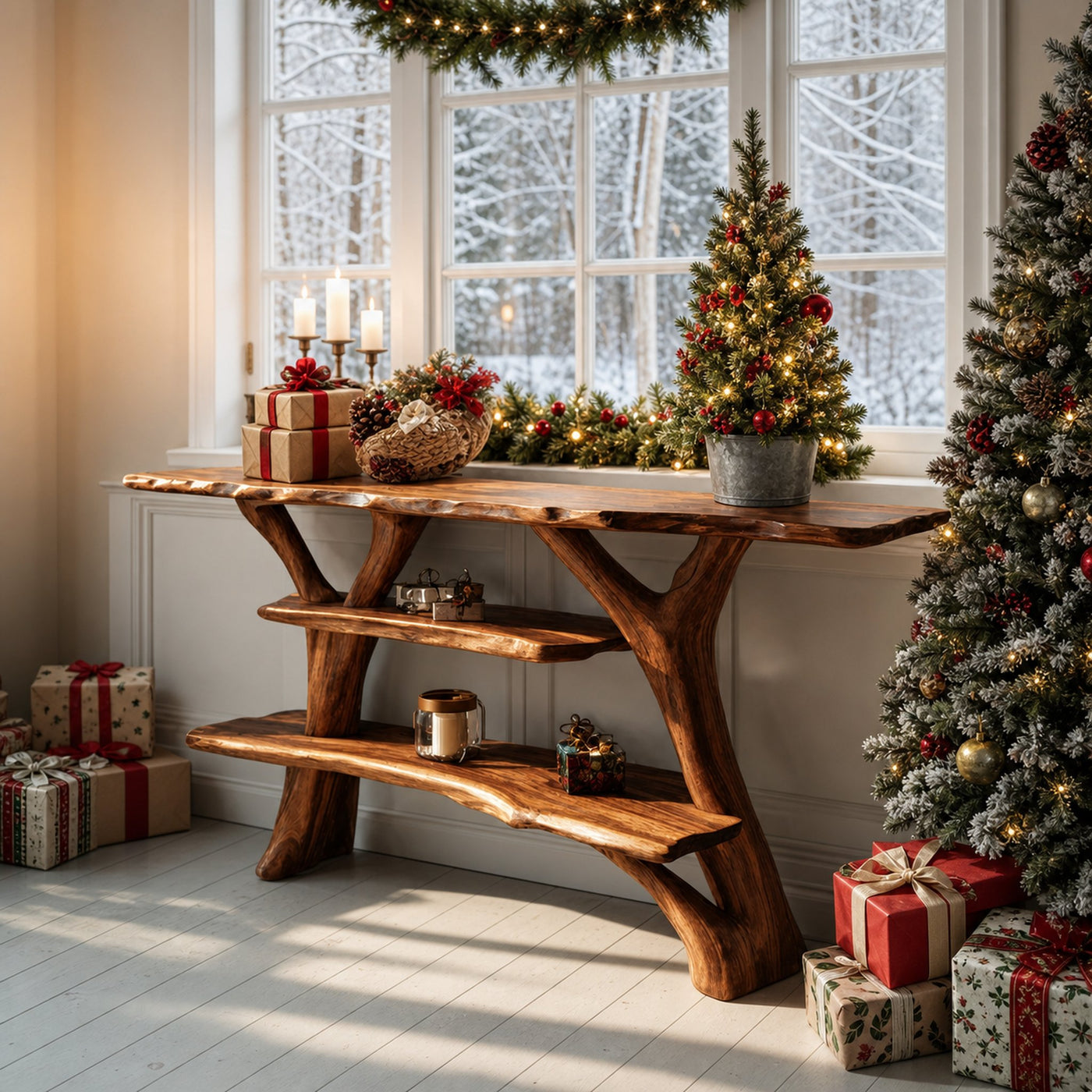 Farmhouse Solid Wood Console Table For Seasonal Christmas Entryway Design - product view 6