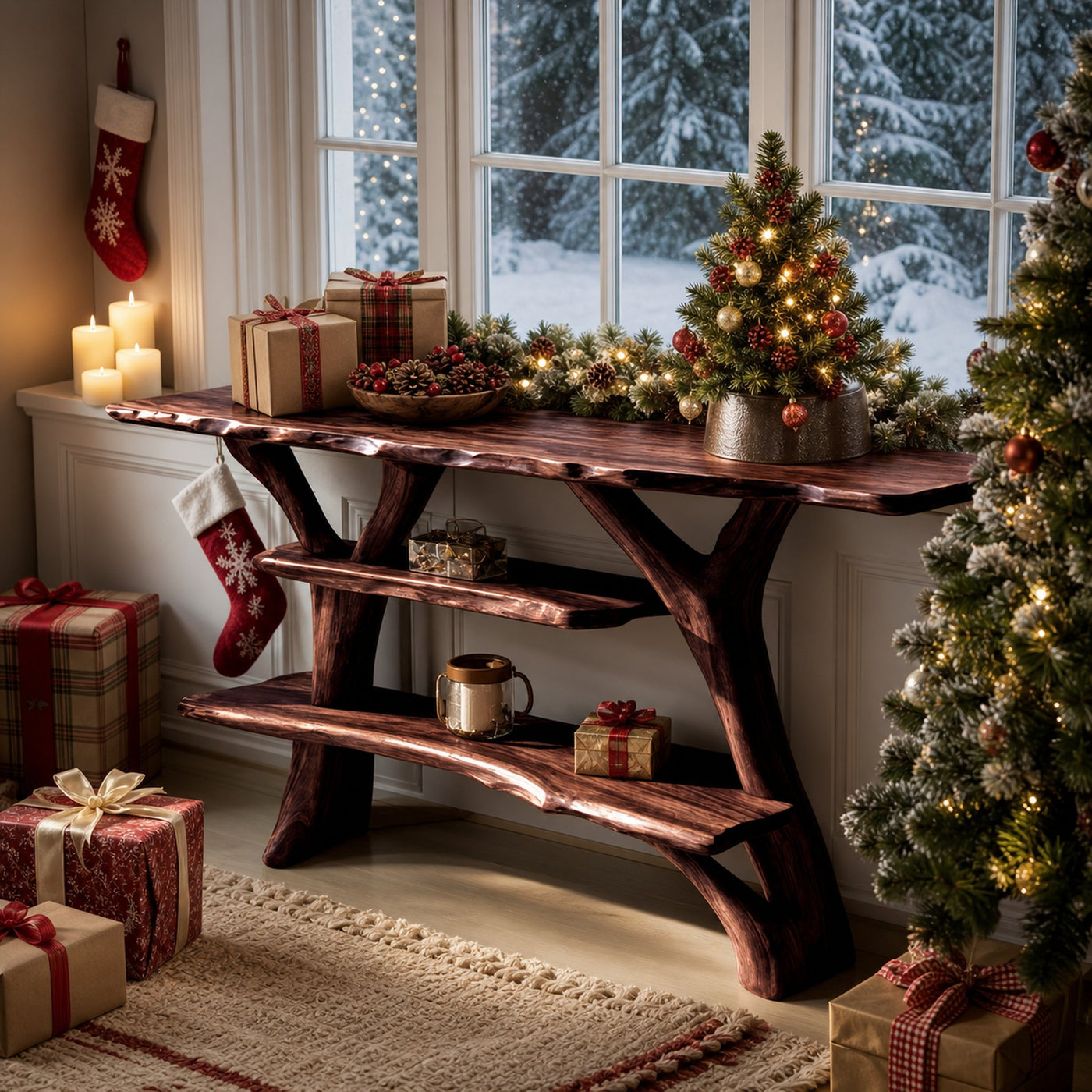 Farmhouse Solid Wood Console Table For Seasonal Christmas Entryway Design - product view 7