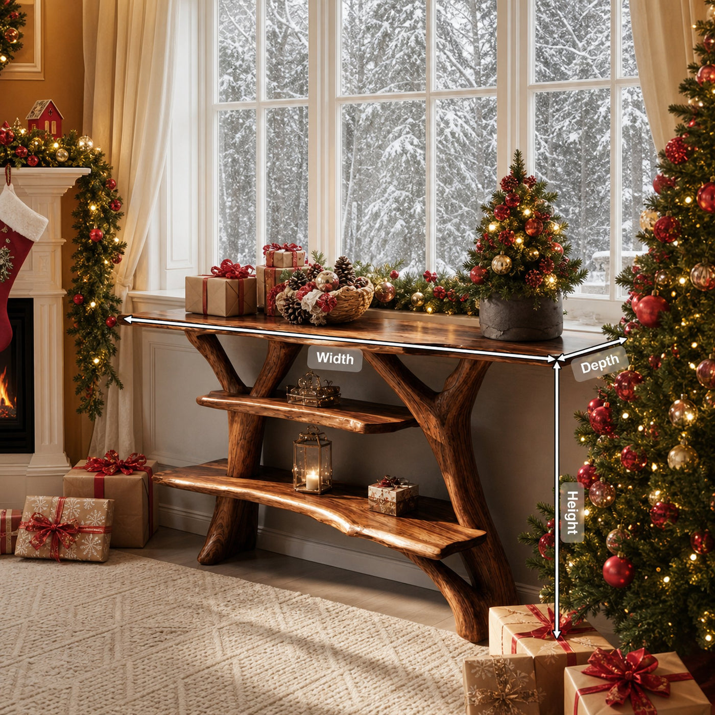 Farmhouse Solid Wood Console Table For Seasonal Christmas Entryway Design - product view 8