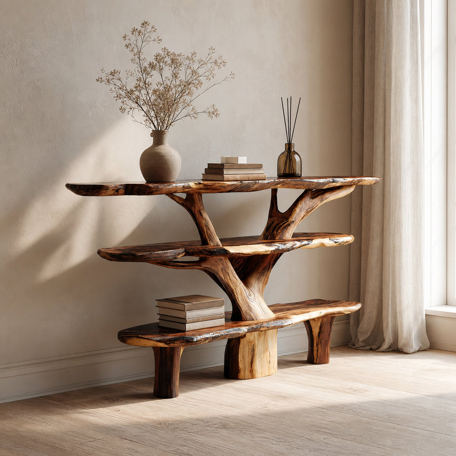Farmhouse Solid Wood Console Table For Vintage Entryway Rustic Design