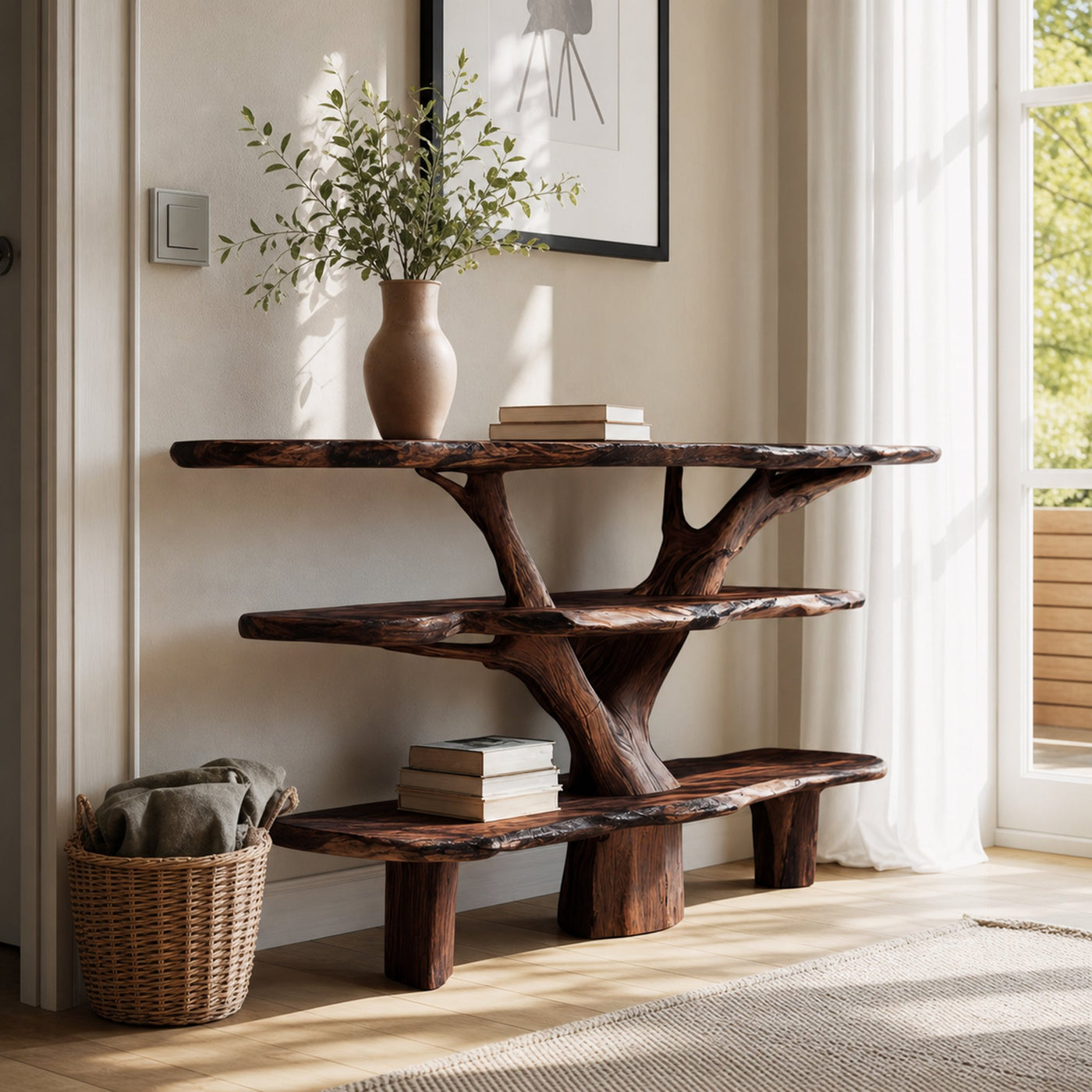 Farmhouse Solid Wood Console Table For Vintage Entryway Rustic Design - product view 7