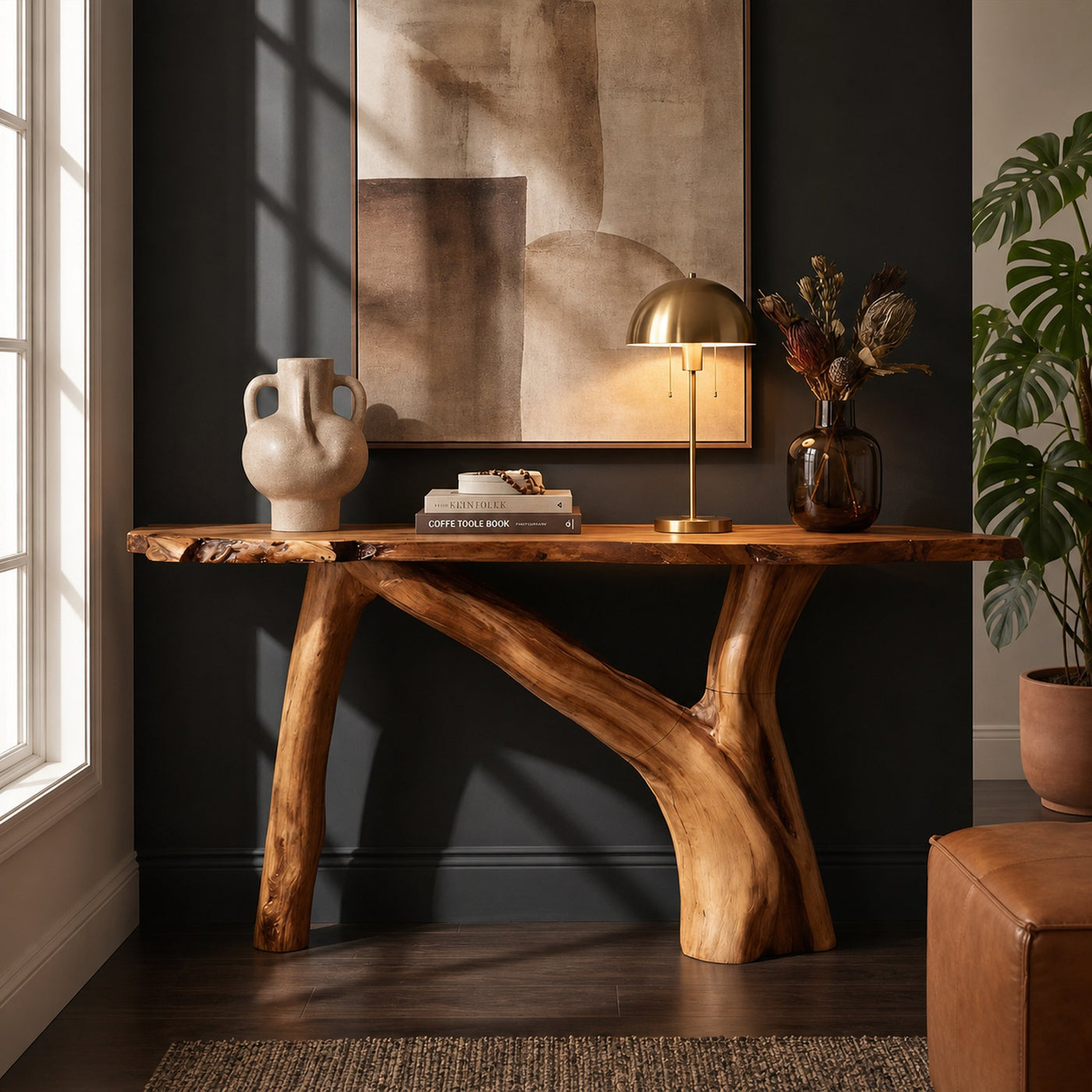 Farmhouse Solid Wood Console Table Live Edge For Bedroom Decor - product view 3