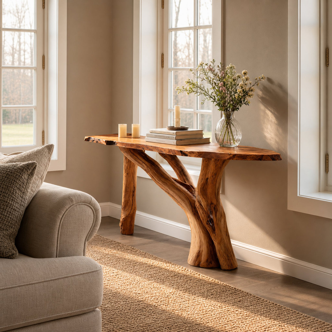 Farmhouse Solid Wood Console Table Live Edge For Bedroom Decor - product view 6