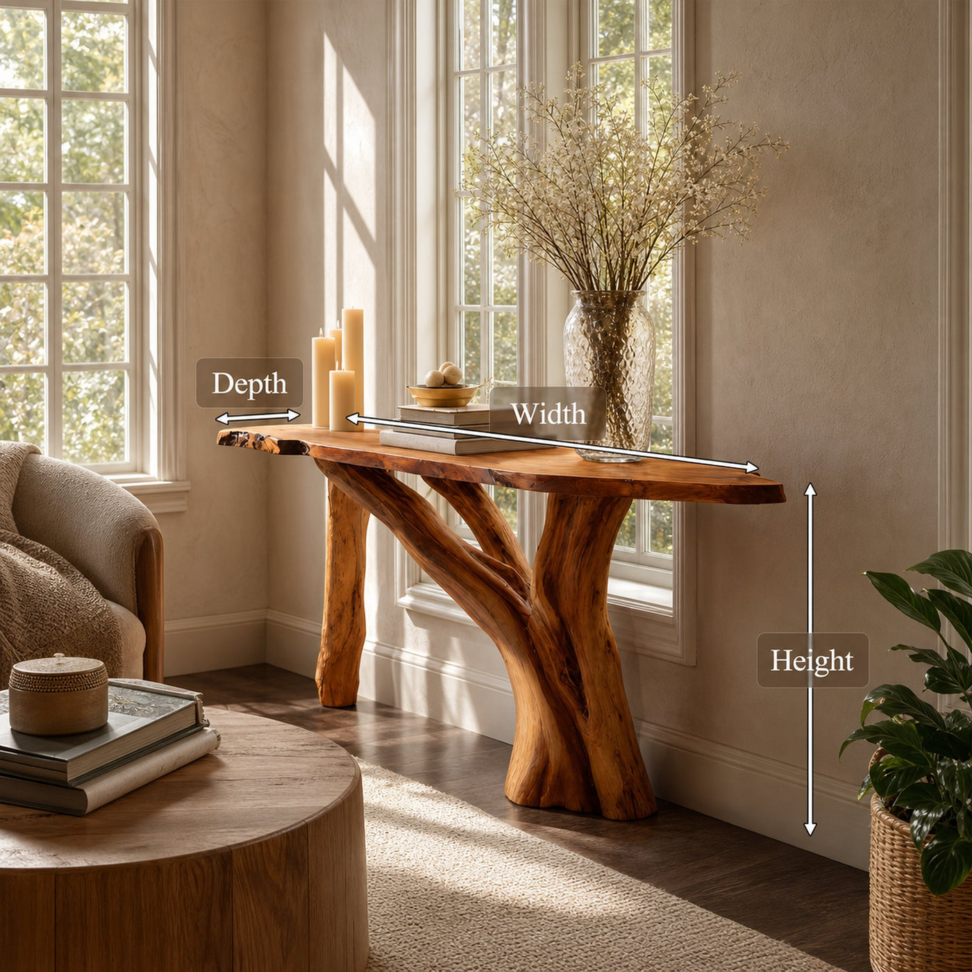 Farmhouse Solid Wood Console Table Live Edge For Bedroom Decor - product view 8