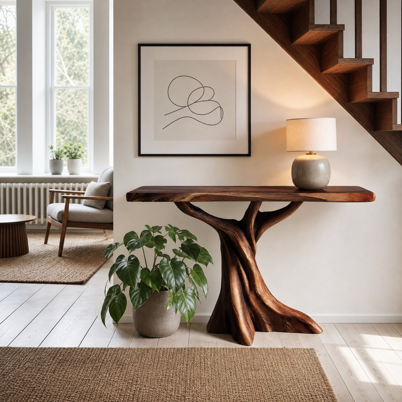 Farmhouse Solid Wood Console Table Organic Sculptural For Bedroom Decor - product view 7