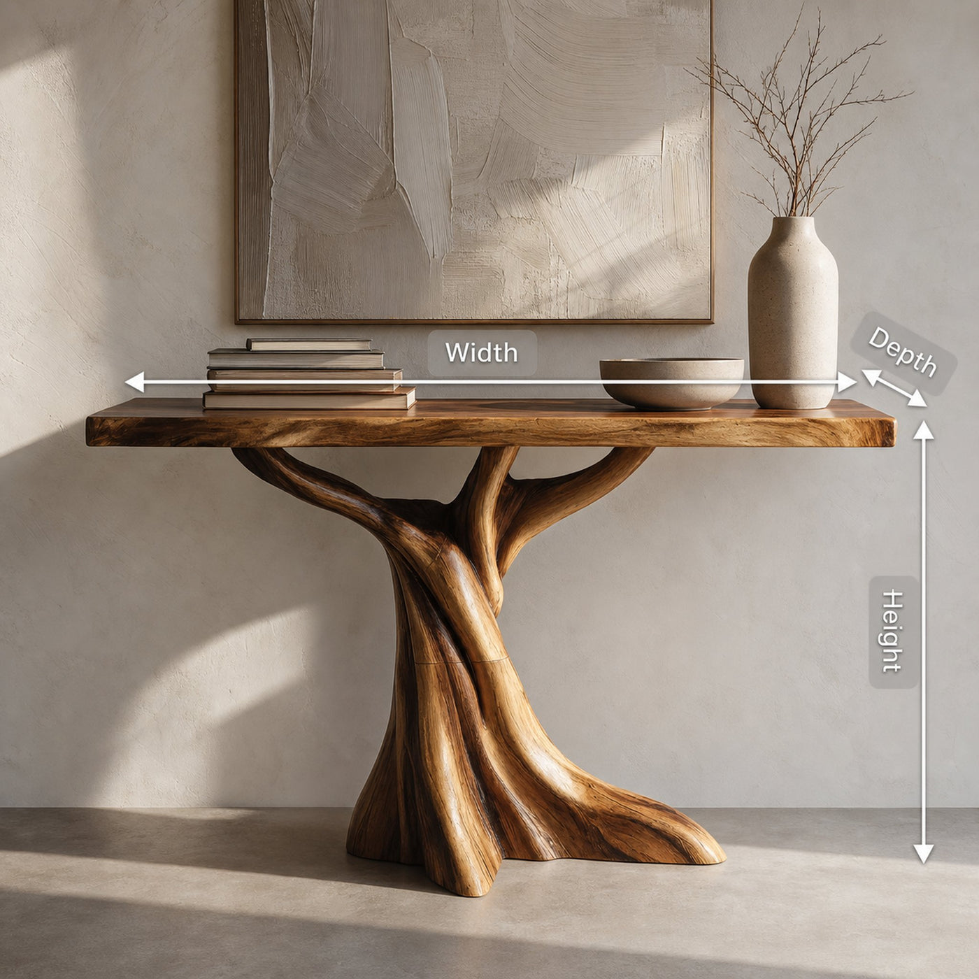 Farmhouse Solid Wood Console Table Organic Sculptural For Bedroom Decor - product view 8