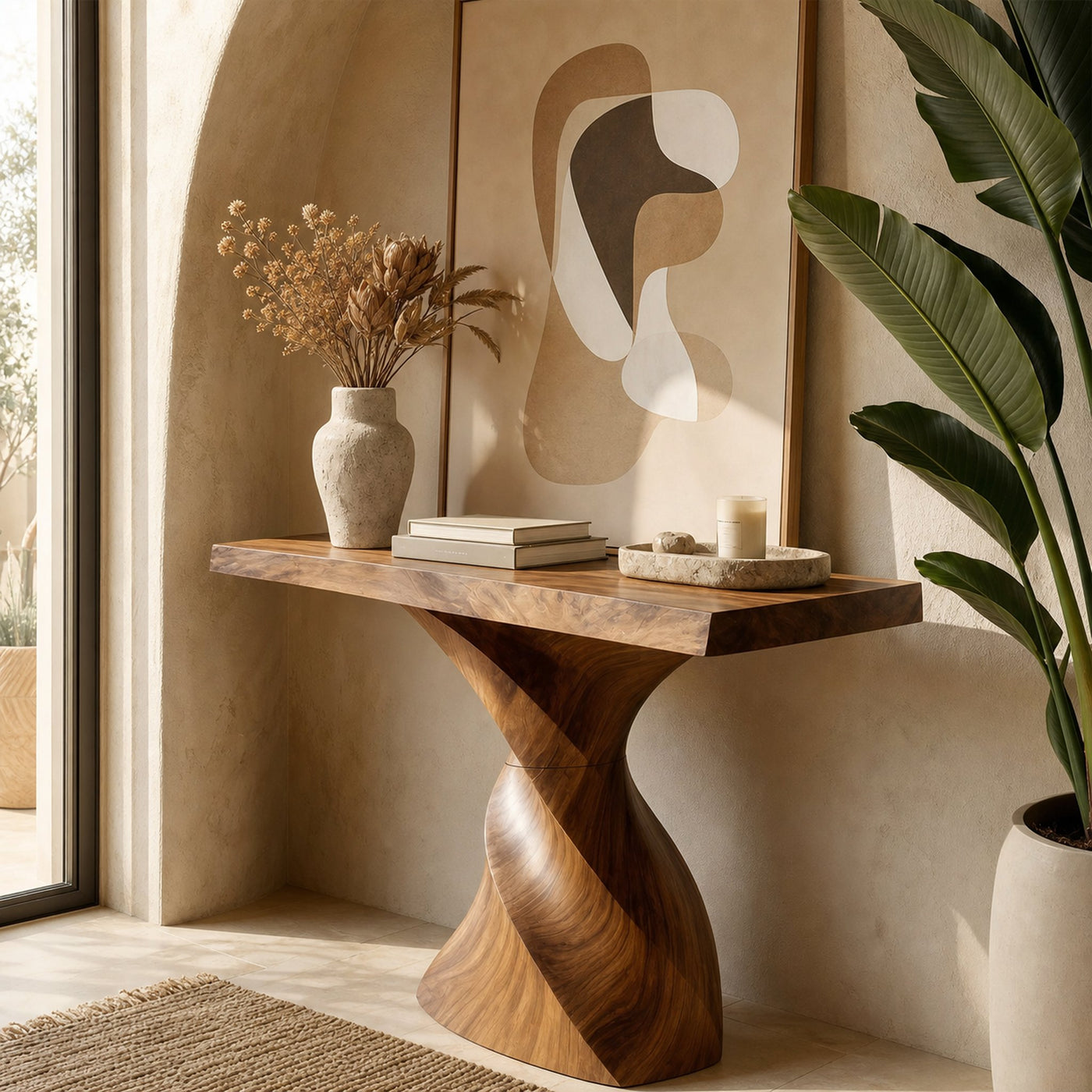 Farmhouse Solid Wood Console Table Organic Sculptural For Home Decor - product view 2