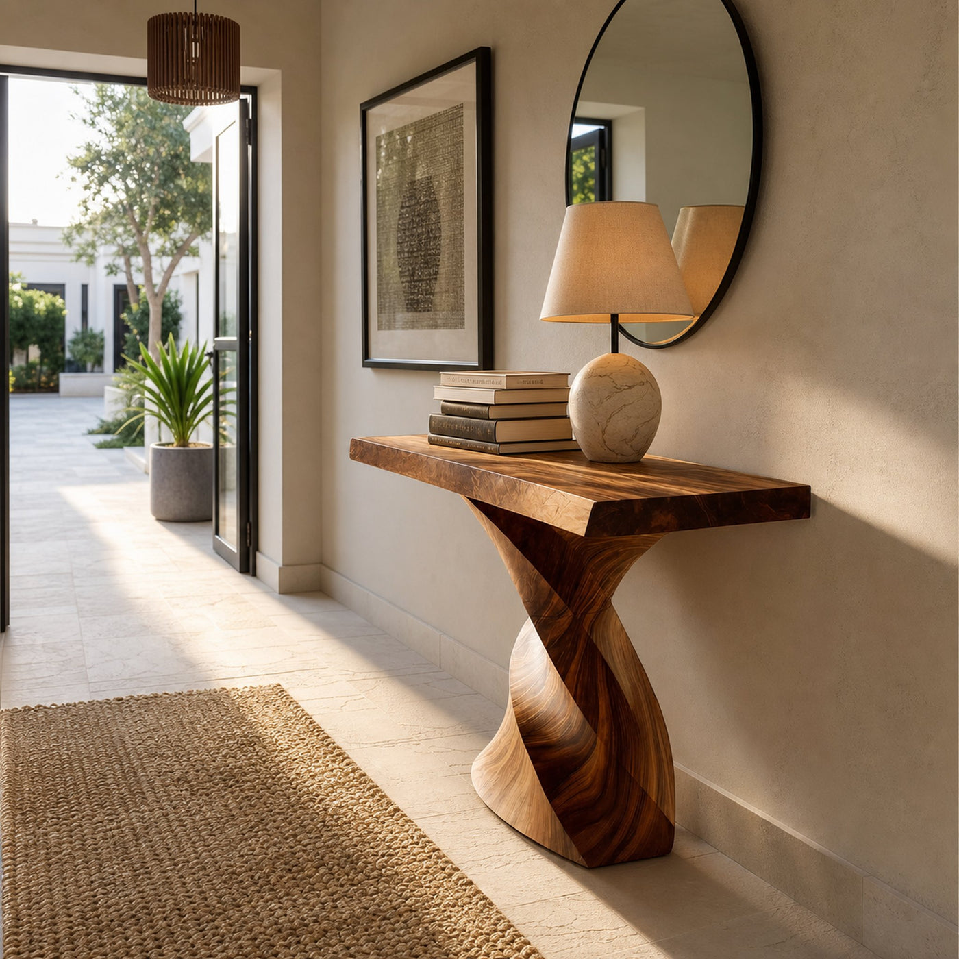 Farmhouse Solid Wood Console Table Organic Sculptural For Home Decor - product view 6