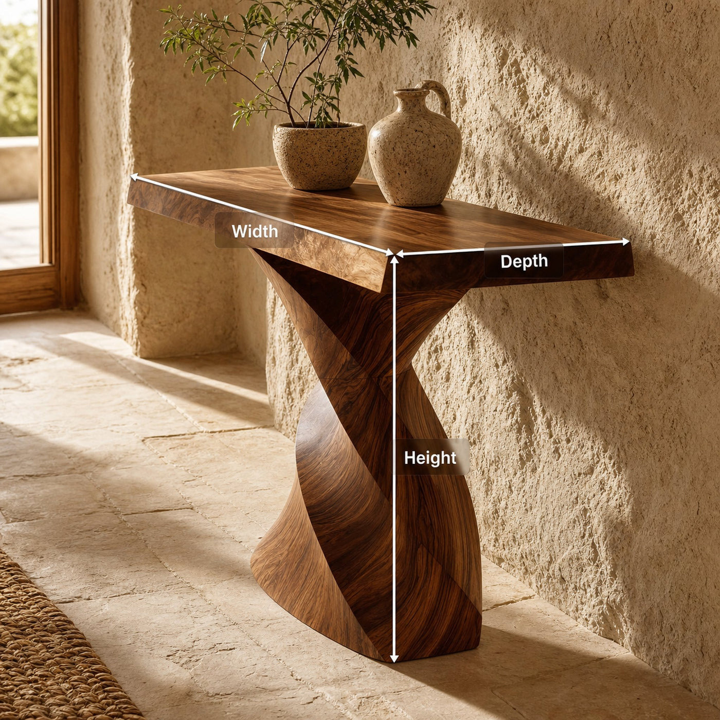 Farmhouse Solid Wood Console Table Organic Sculptural For Home Decor - product view 8