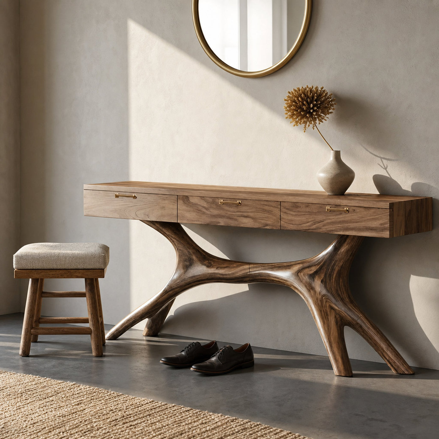 Farmhouse Wooden Console Table For Furniture Decor With Drawers - product view 2