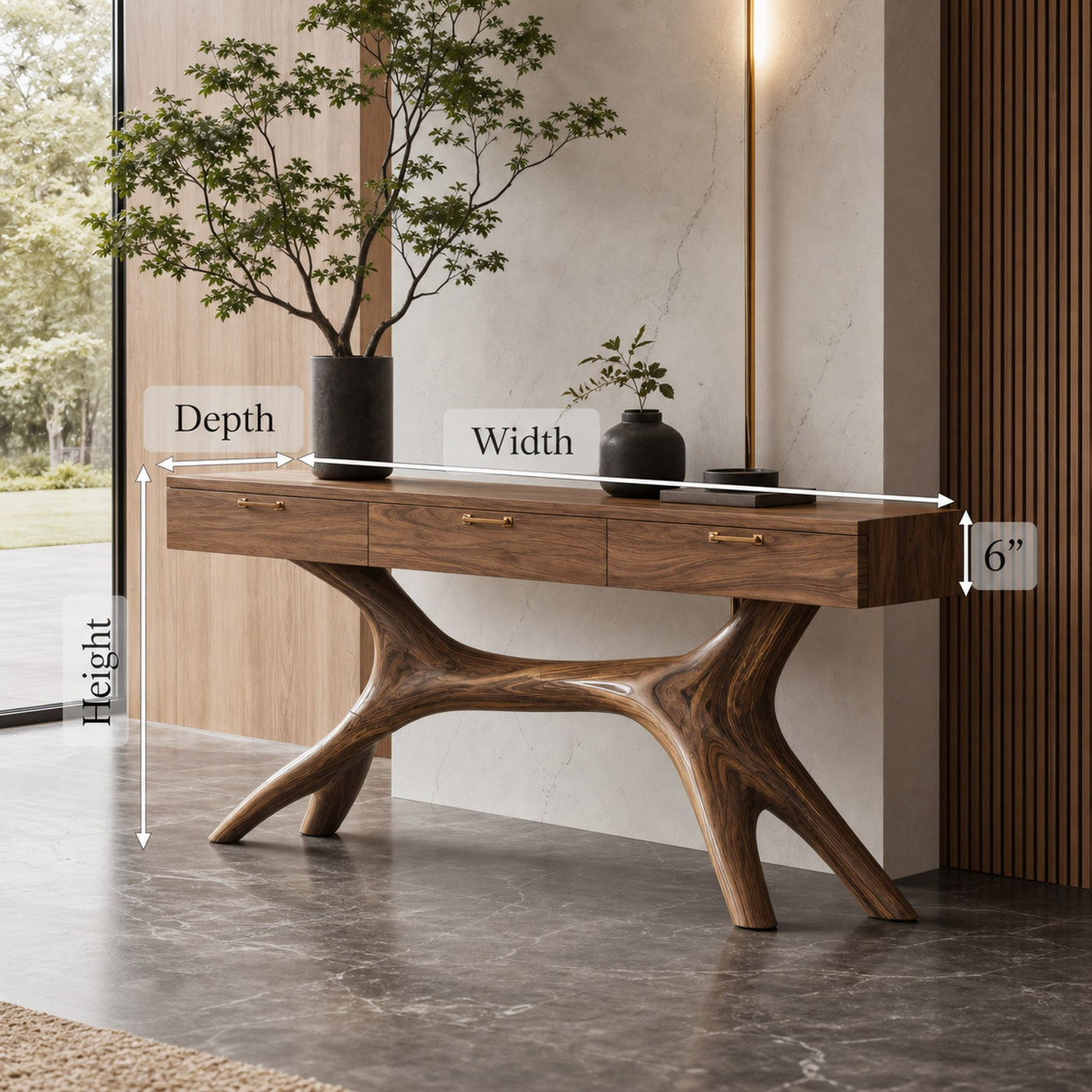 Farmhouse Wooden Console Table For Furniture Decor With Drawers - product view 8