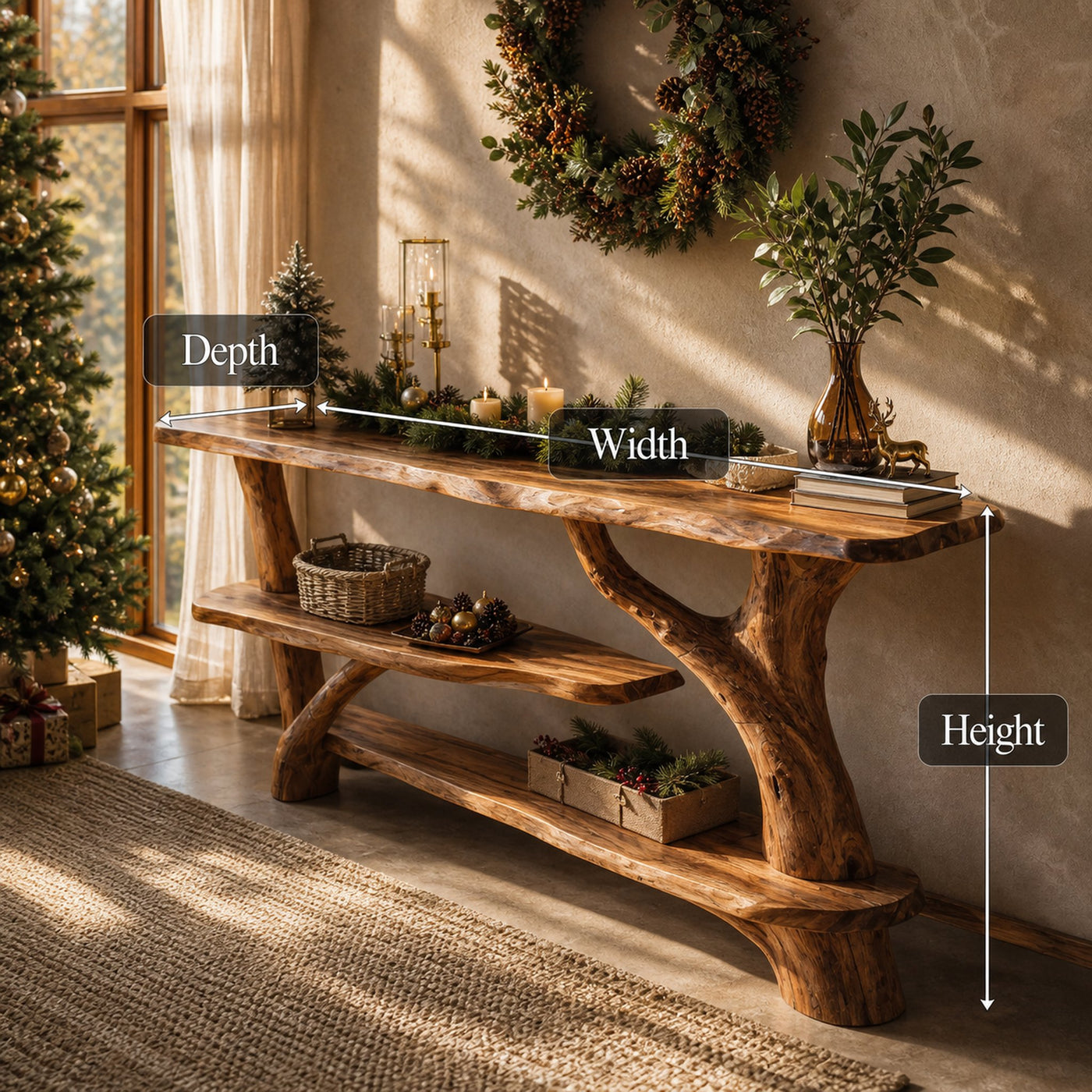 Farmhouse Wooden Console Table For Holiday Entryway Living Room - product view 6