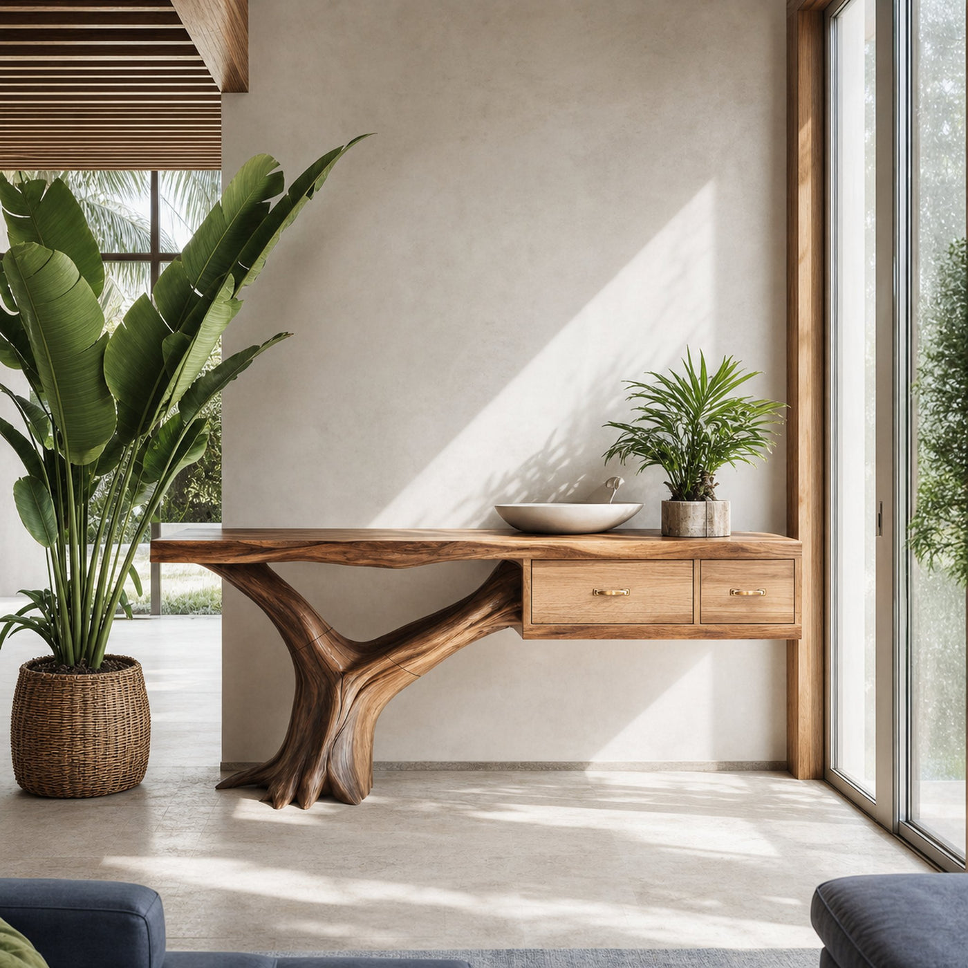 Farmhouse Wooden Console Table For Rustic Bedroom