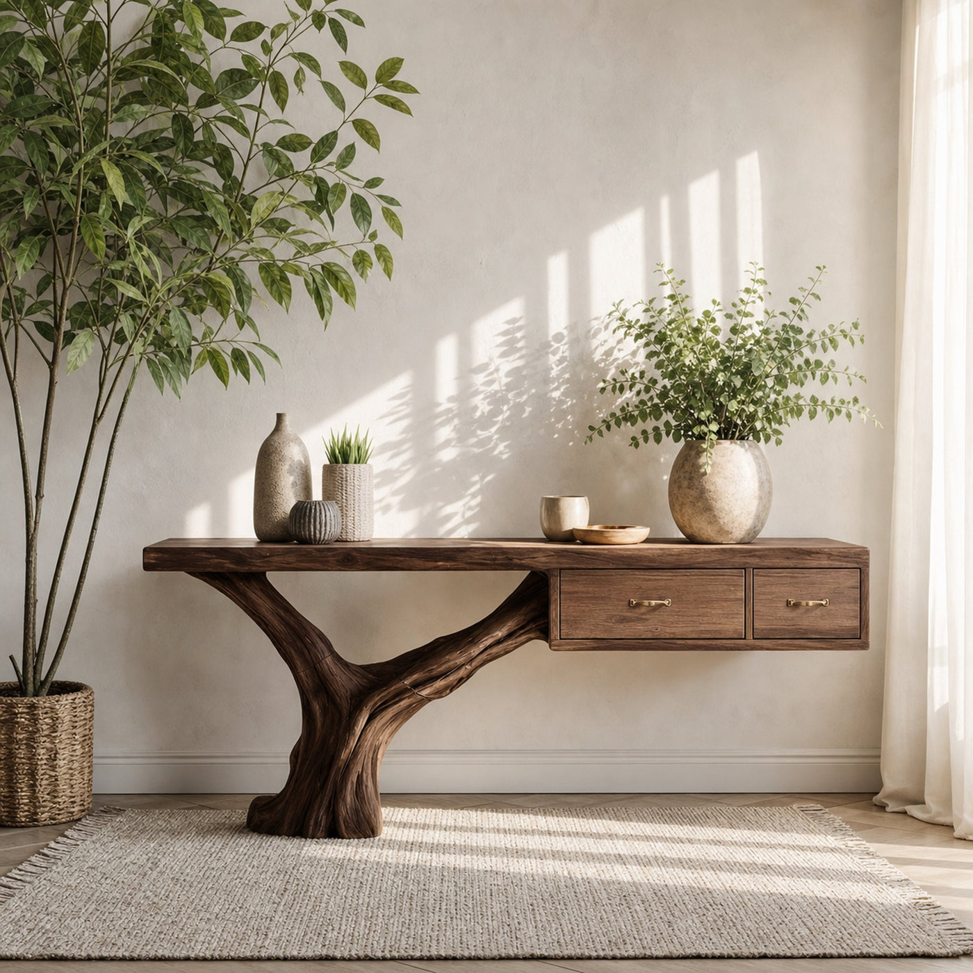 Farmhouse Wooden Console Table For Rustic Bedroom - product view 7